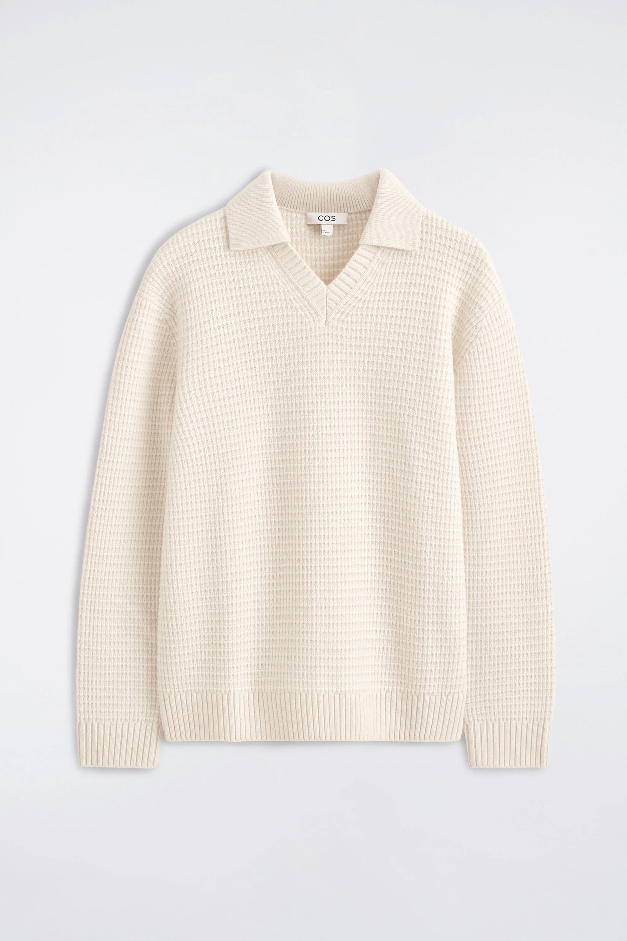 WAFFLE-KNIT WOOL POLO JUMPER - 6