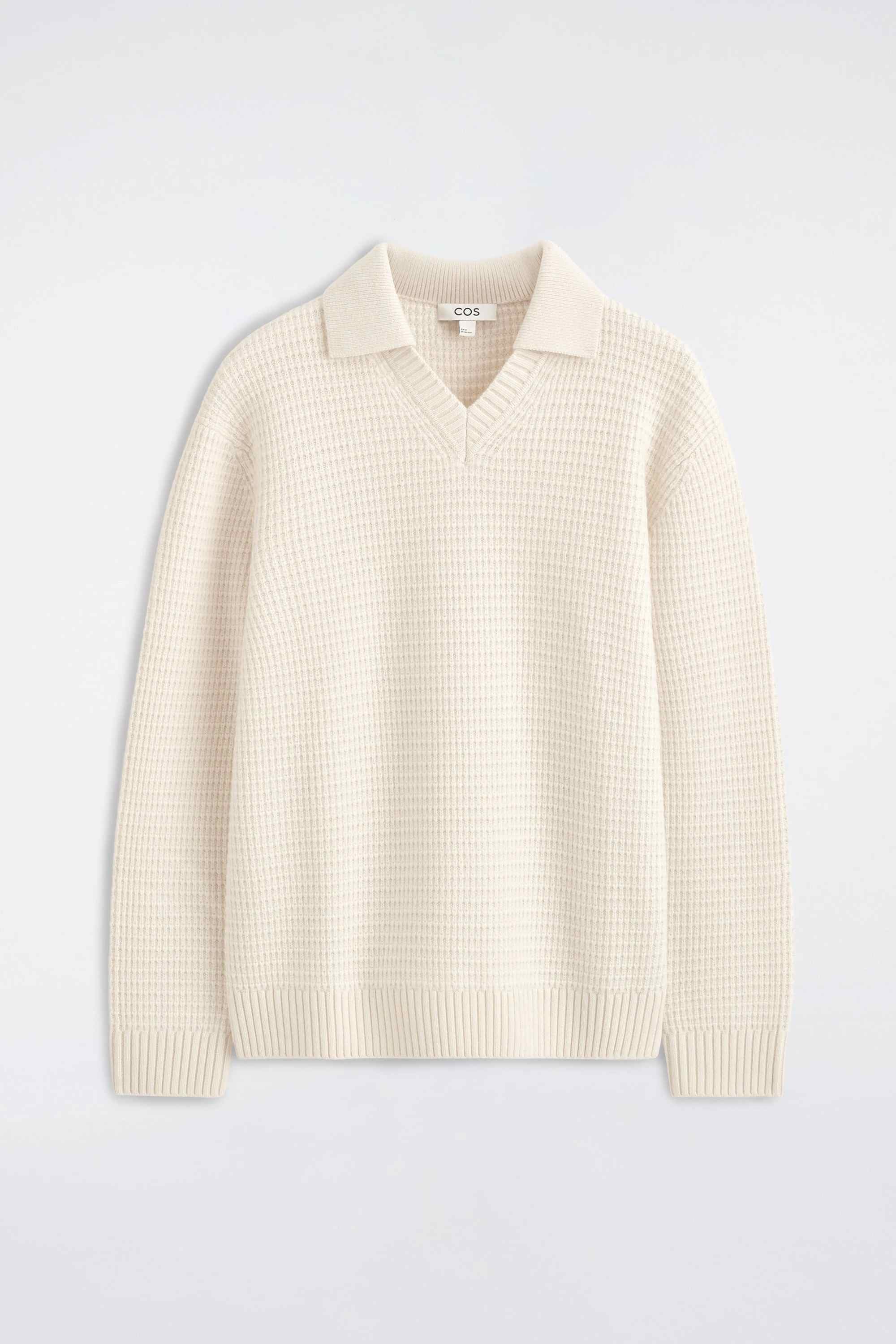 WAFFLE-KNIT WOOL POLO JUMPER - 6