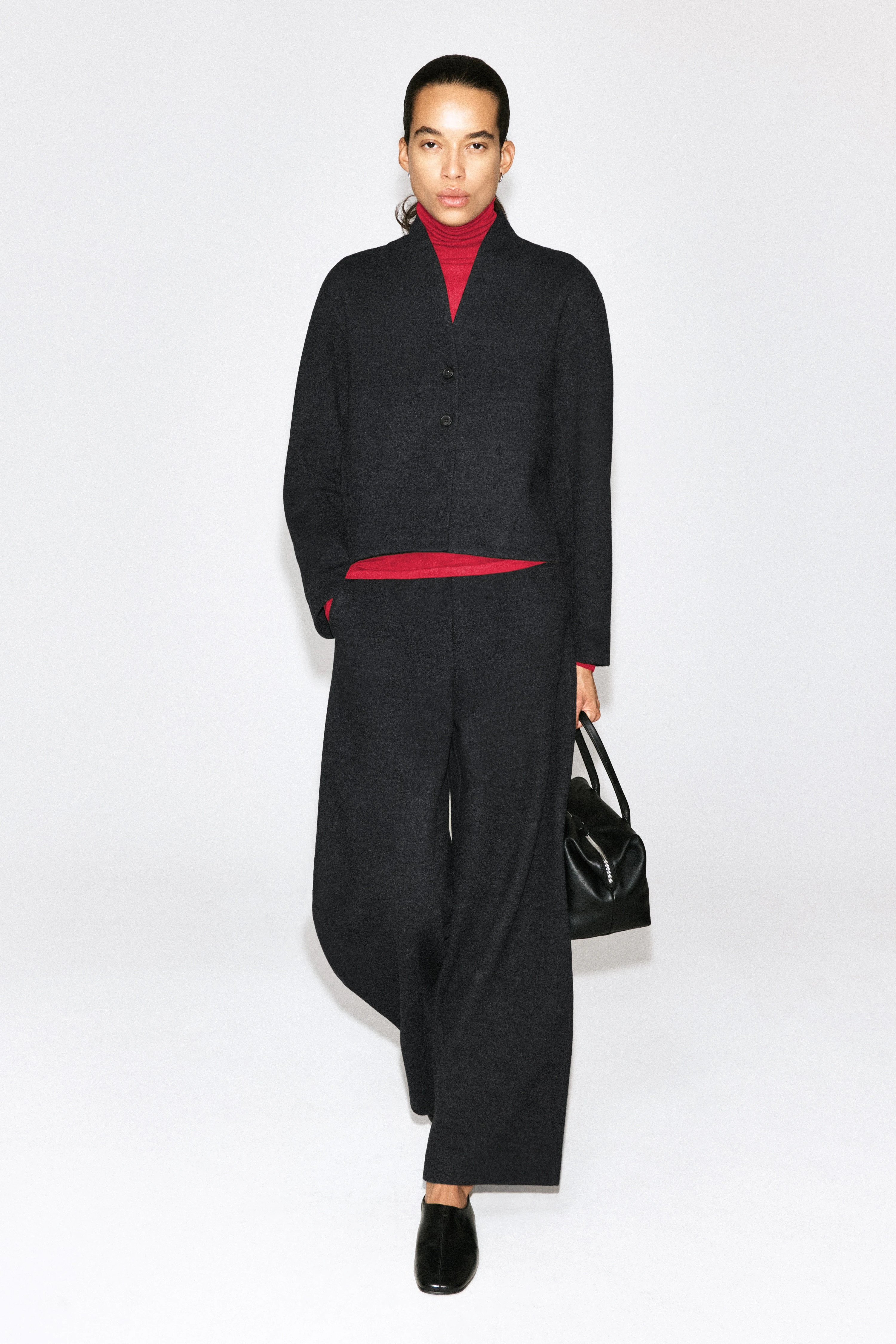 BOILED WOOL-BLEND SHAWL-COLLAR CARDIGAN - 4