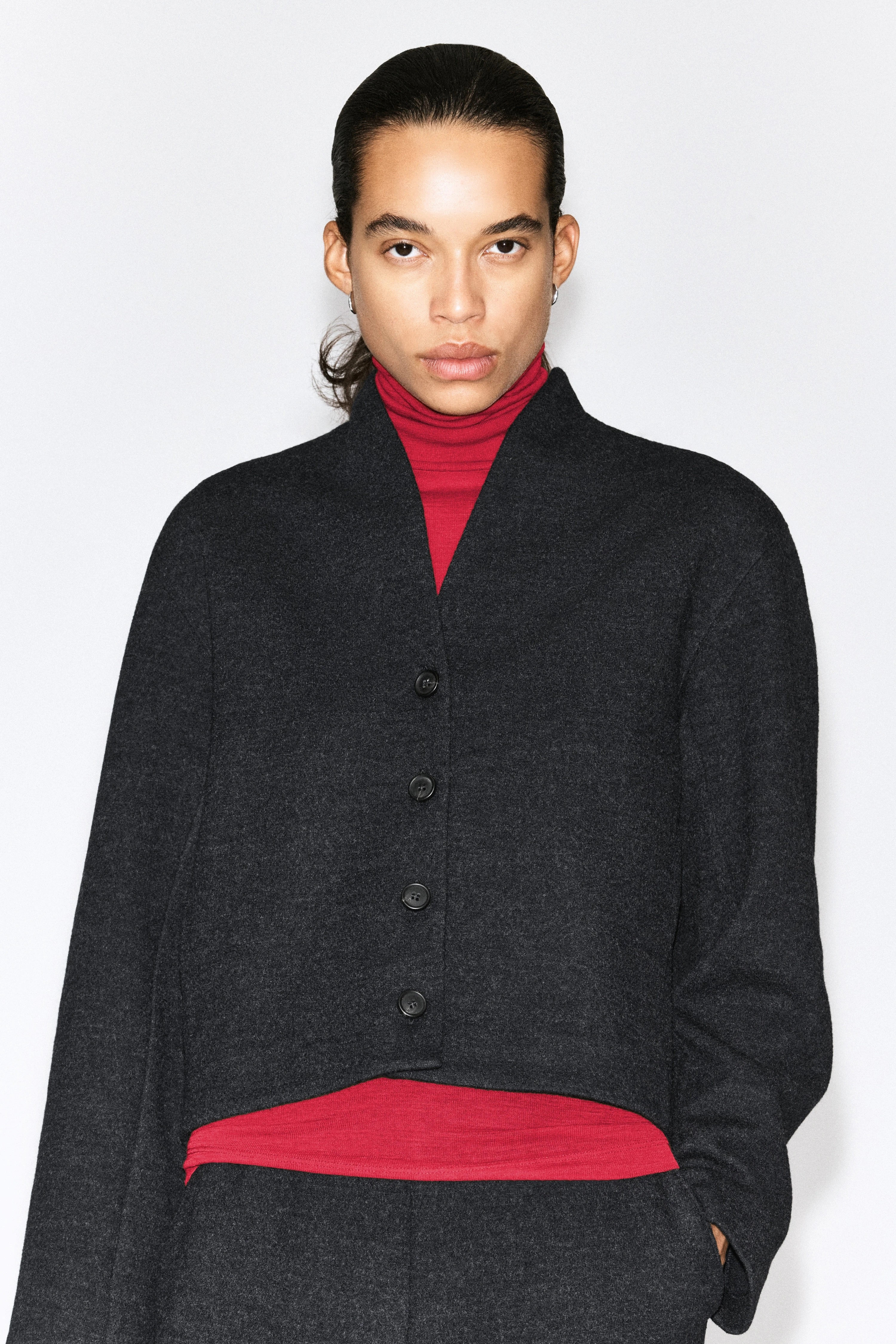 BOILED WOOL-BLEND SHAWL-COLLAR CARDIGAN - 5