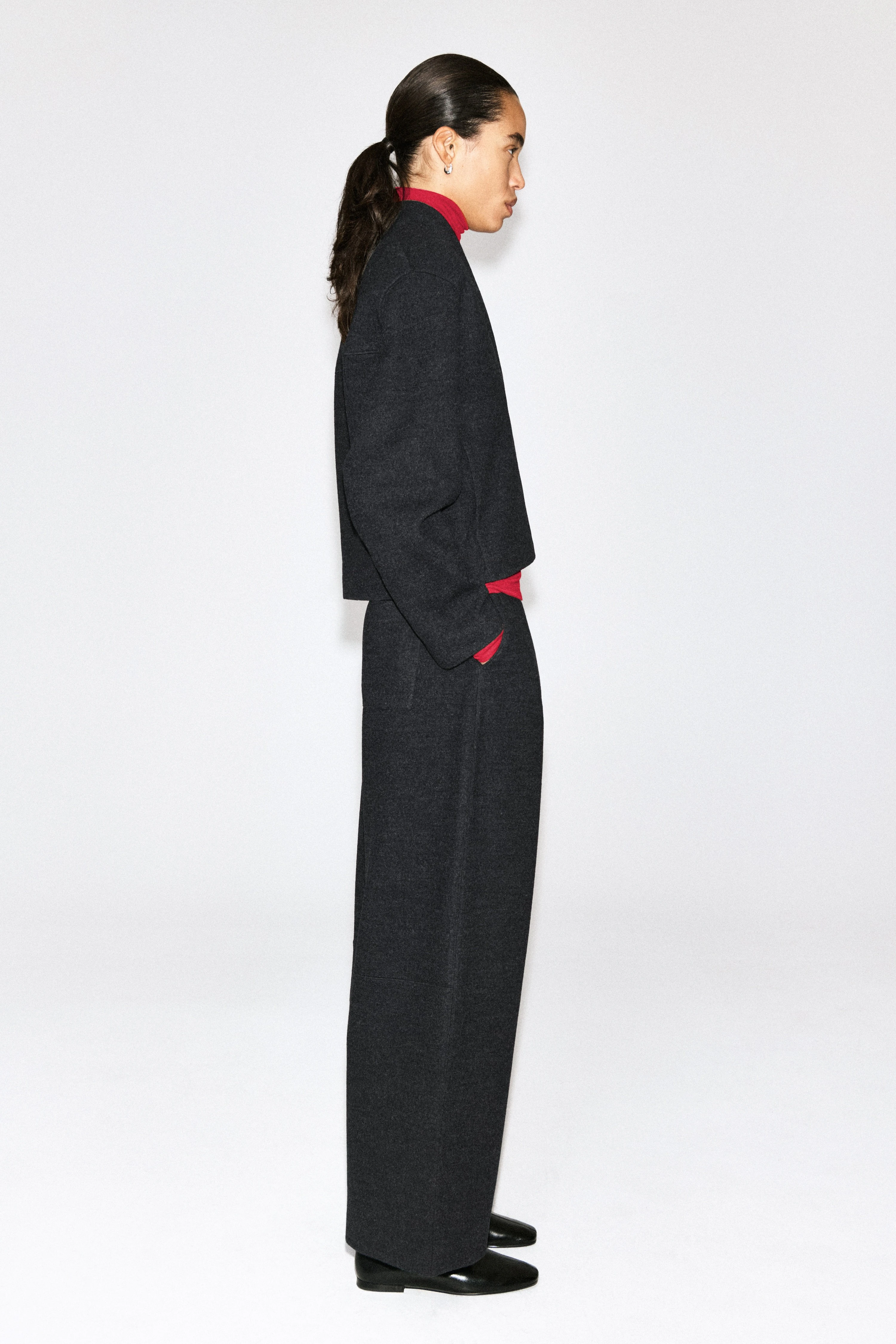 BOILED WOOL-BLEND SHAWL-COLLAR CARDIGAN - 6
