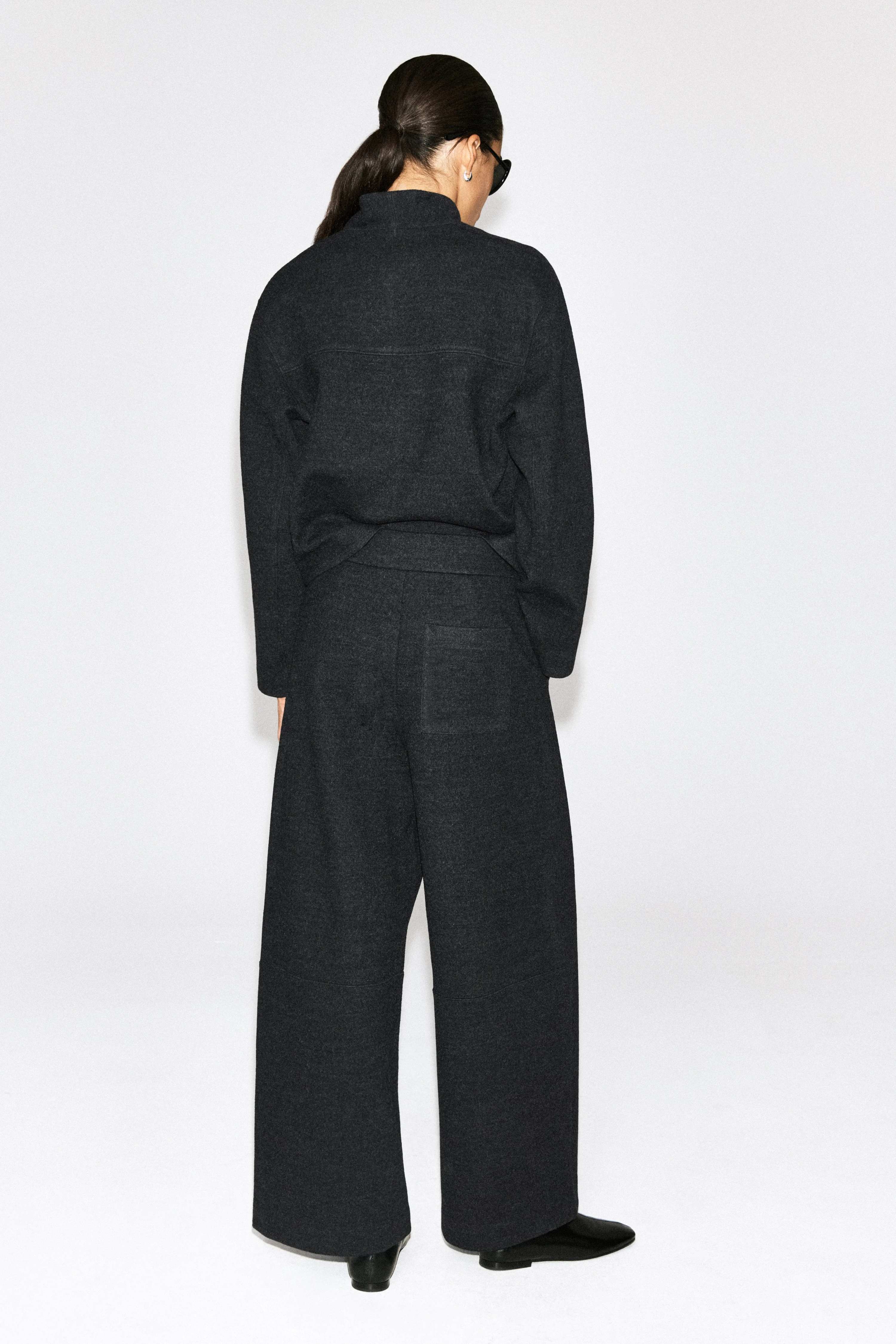 BOILED WOOL-BLEND BARREL-LEG TROUSERS