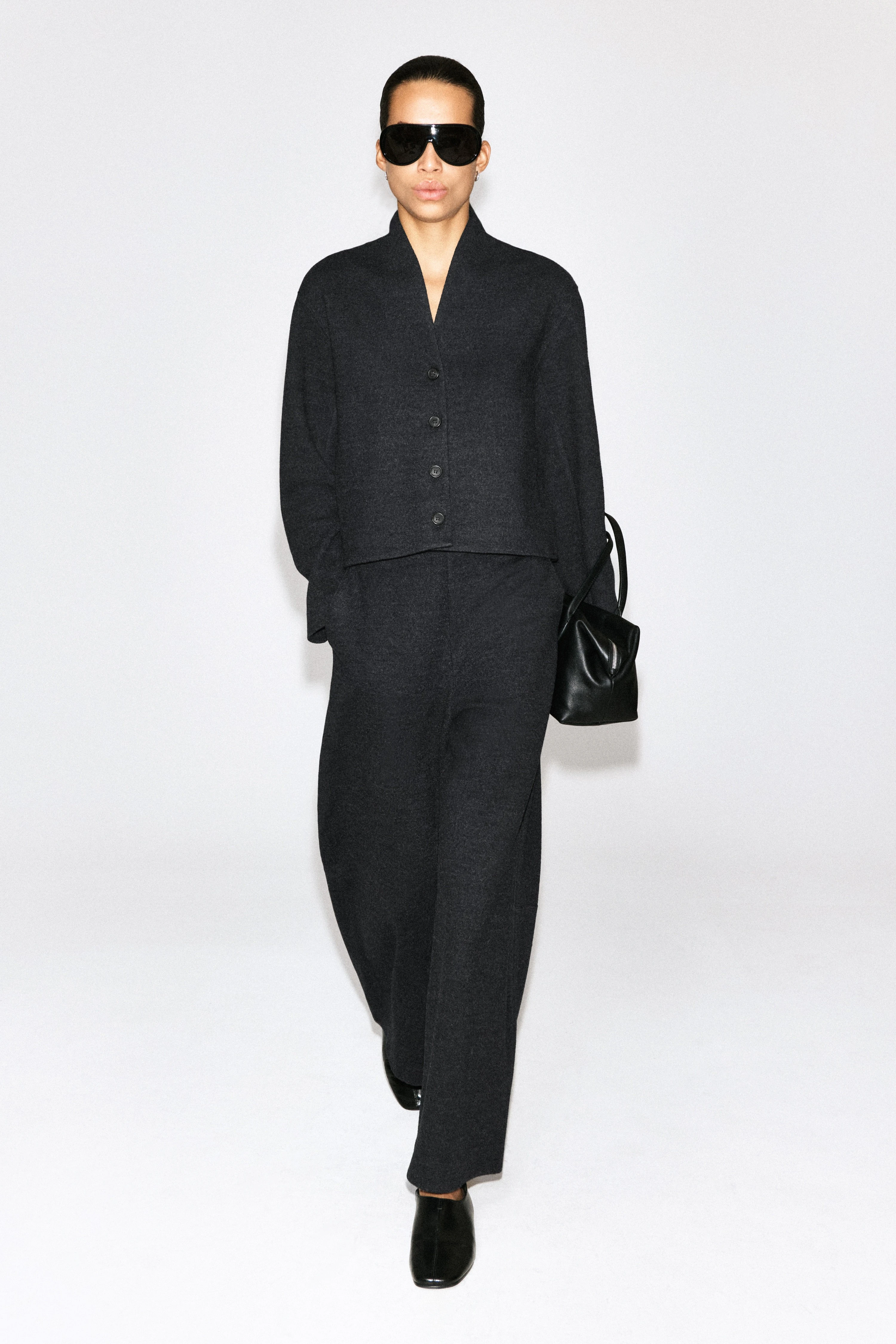 BOILED WOOL-BLEND BARREL-LEG TROUSERS - 3