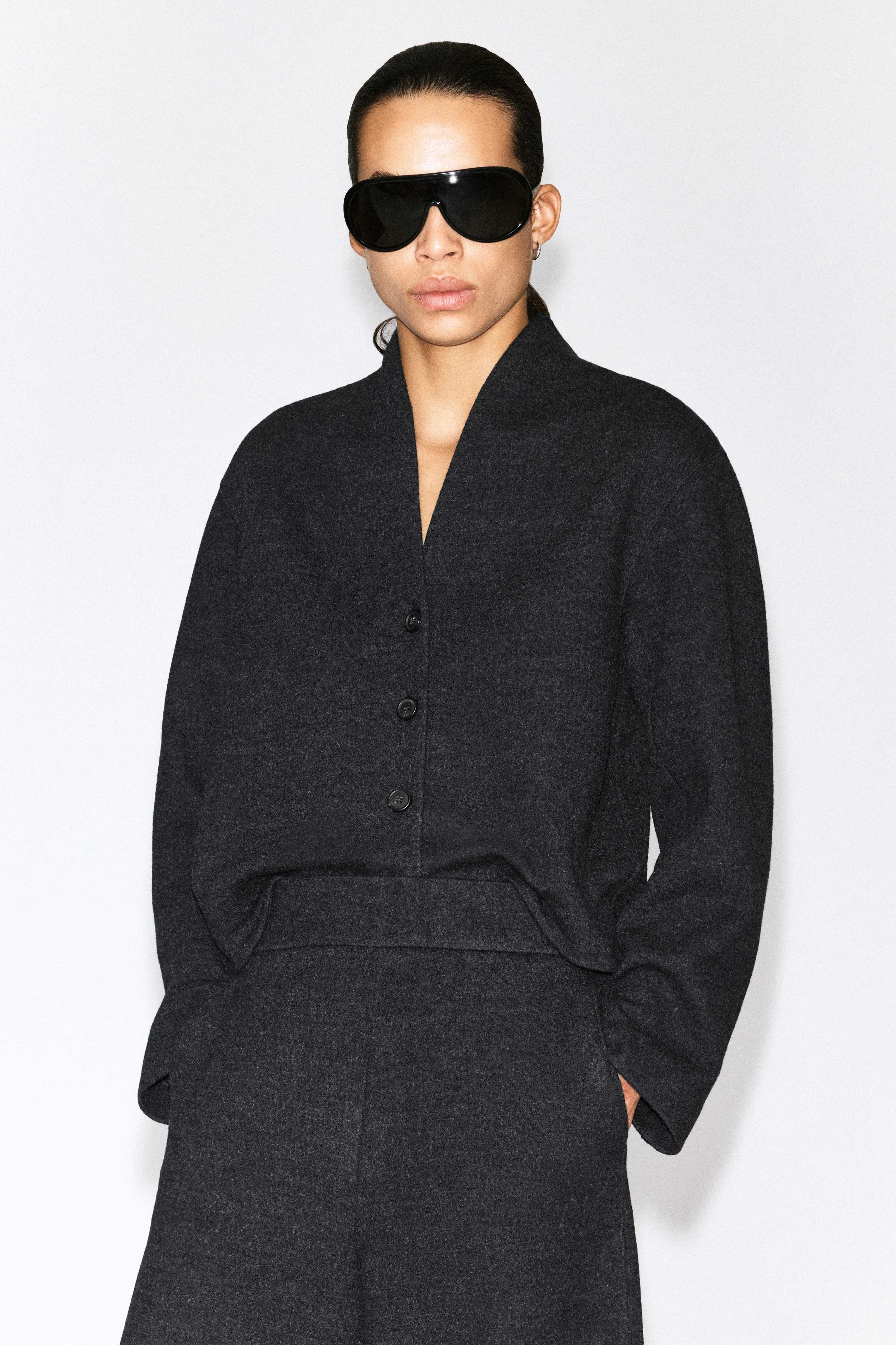 BOILED WOOL-BLEND BARREL-LEG TROUSERS - 4