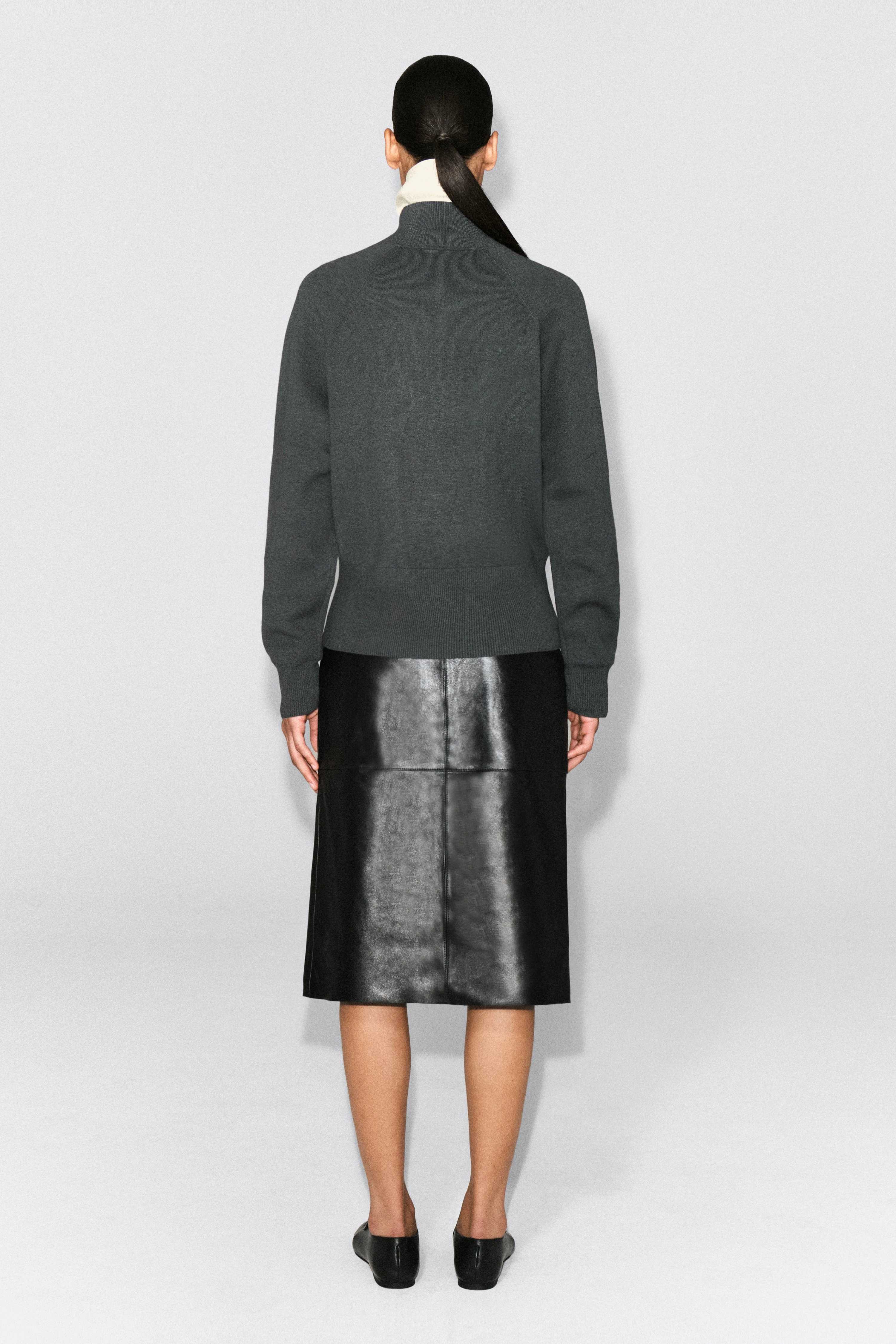 KNITTED FUNNEL-NECK ZIP-UP JACKET
