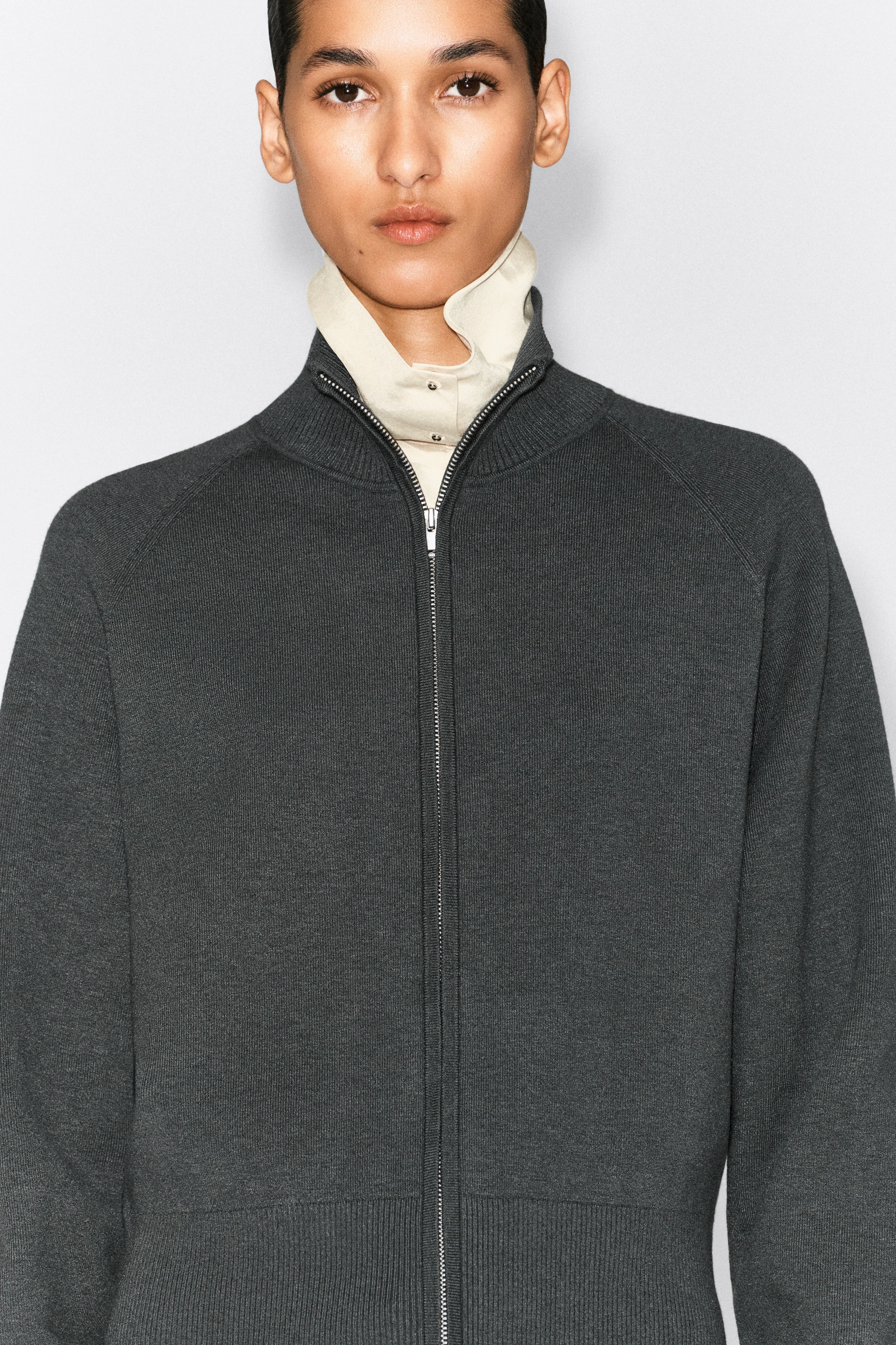 KNITTED FUNNEL-NECK ZIP-UP JACKET - 6