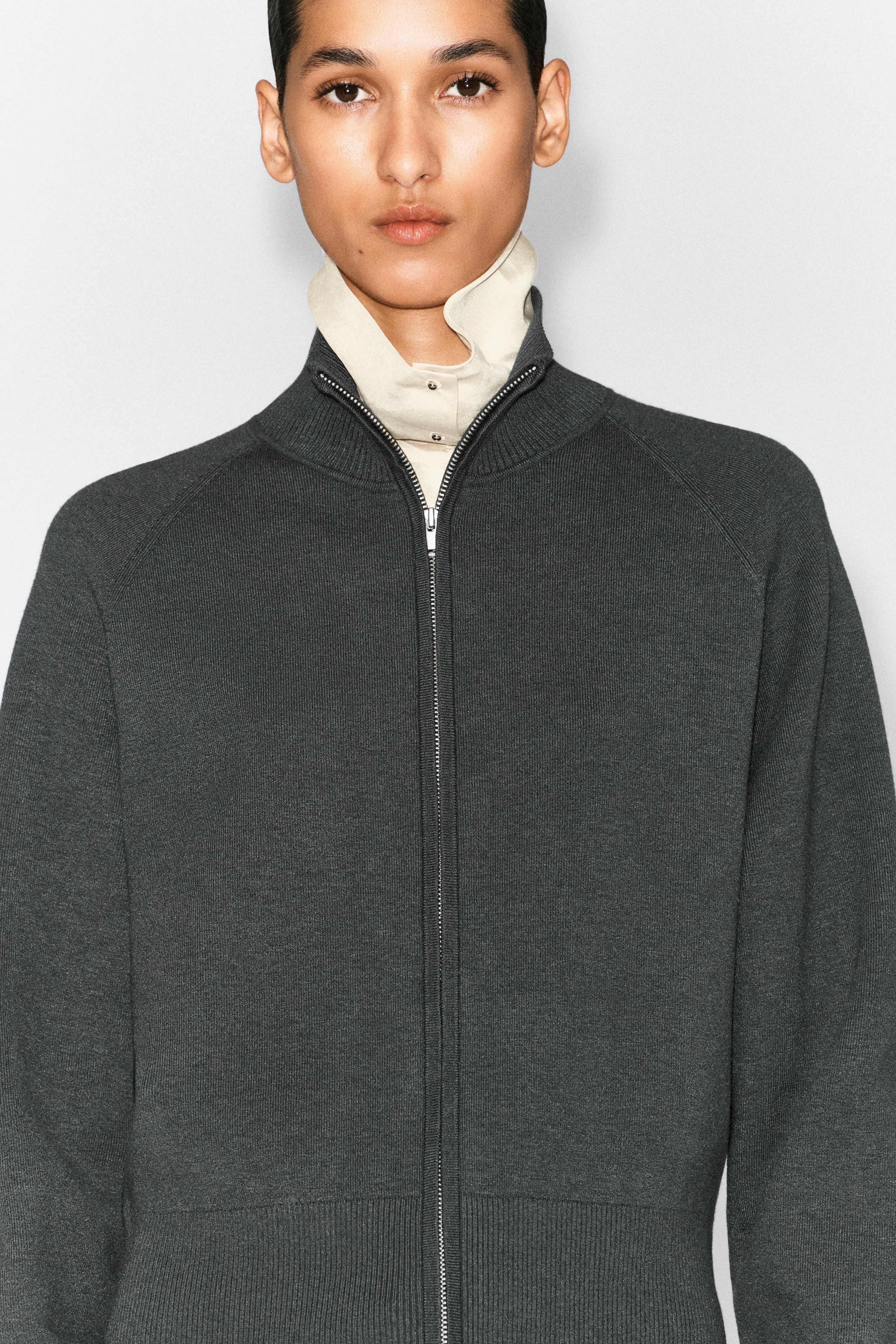 KNITTED FUNNEL-NECK ZIP-UP JACKET - 6