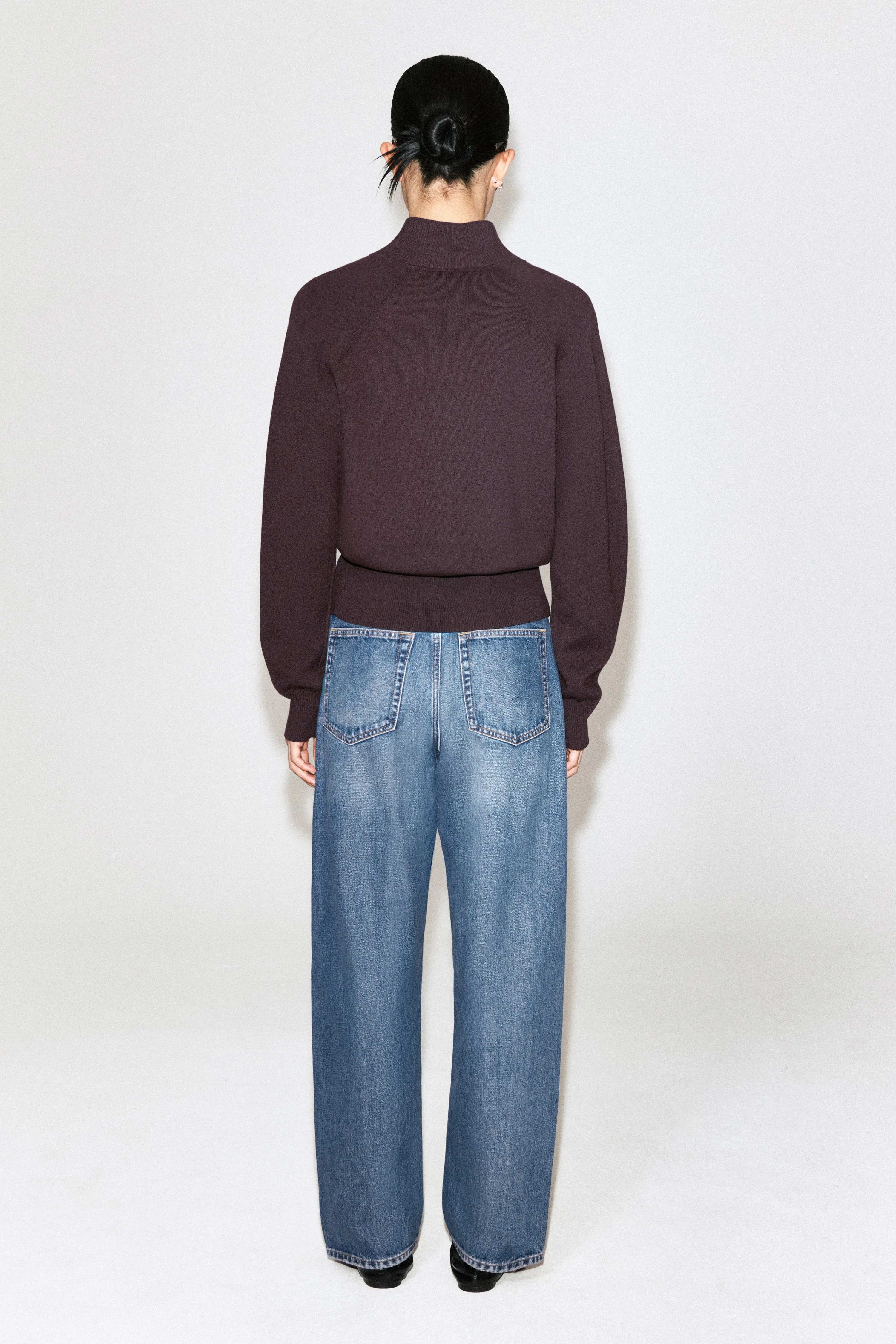 KNITTED FUNNEL-NECK ZIP-UP JACKET