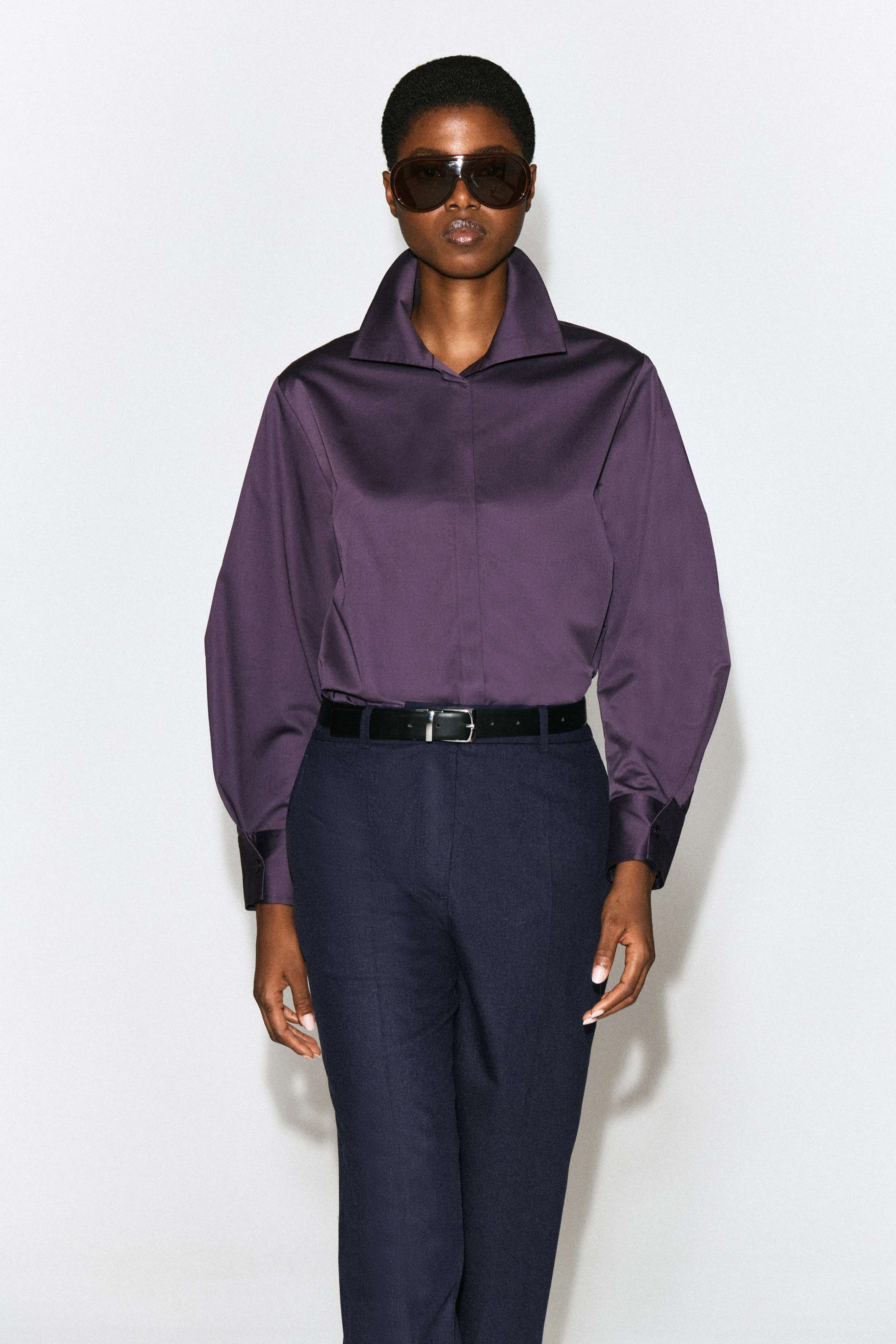 OVERSIZED FOLDED-COLLAR COTTON SHIRT - 1