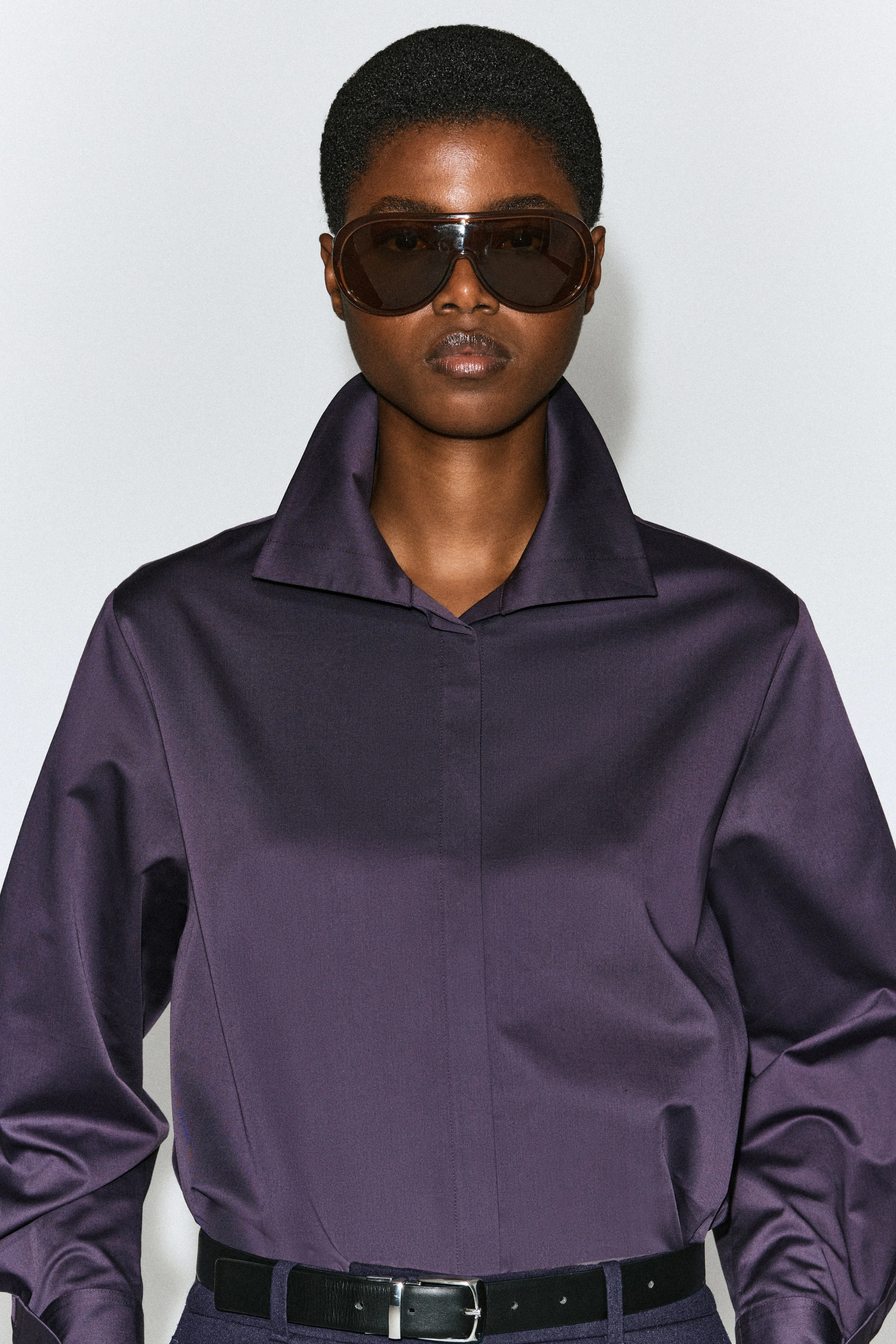 OVERSIZED FOLDED-COLLAR COTTON SHIRT - 3