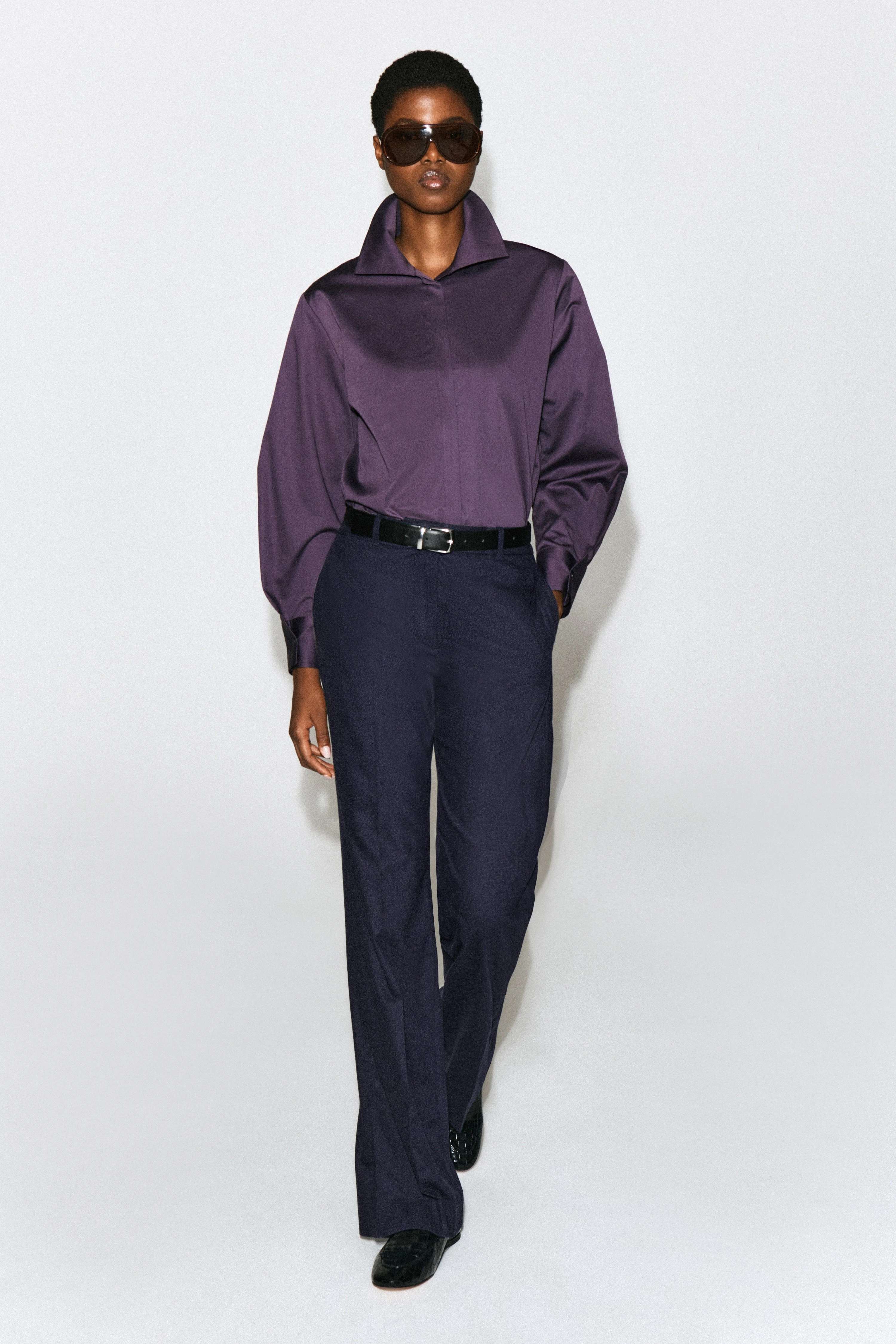 OVERSIZED FOLDED-COLLAR COTTON SHIRT - 4