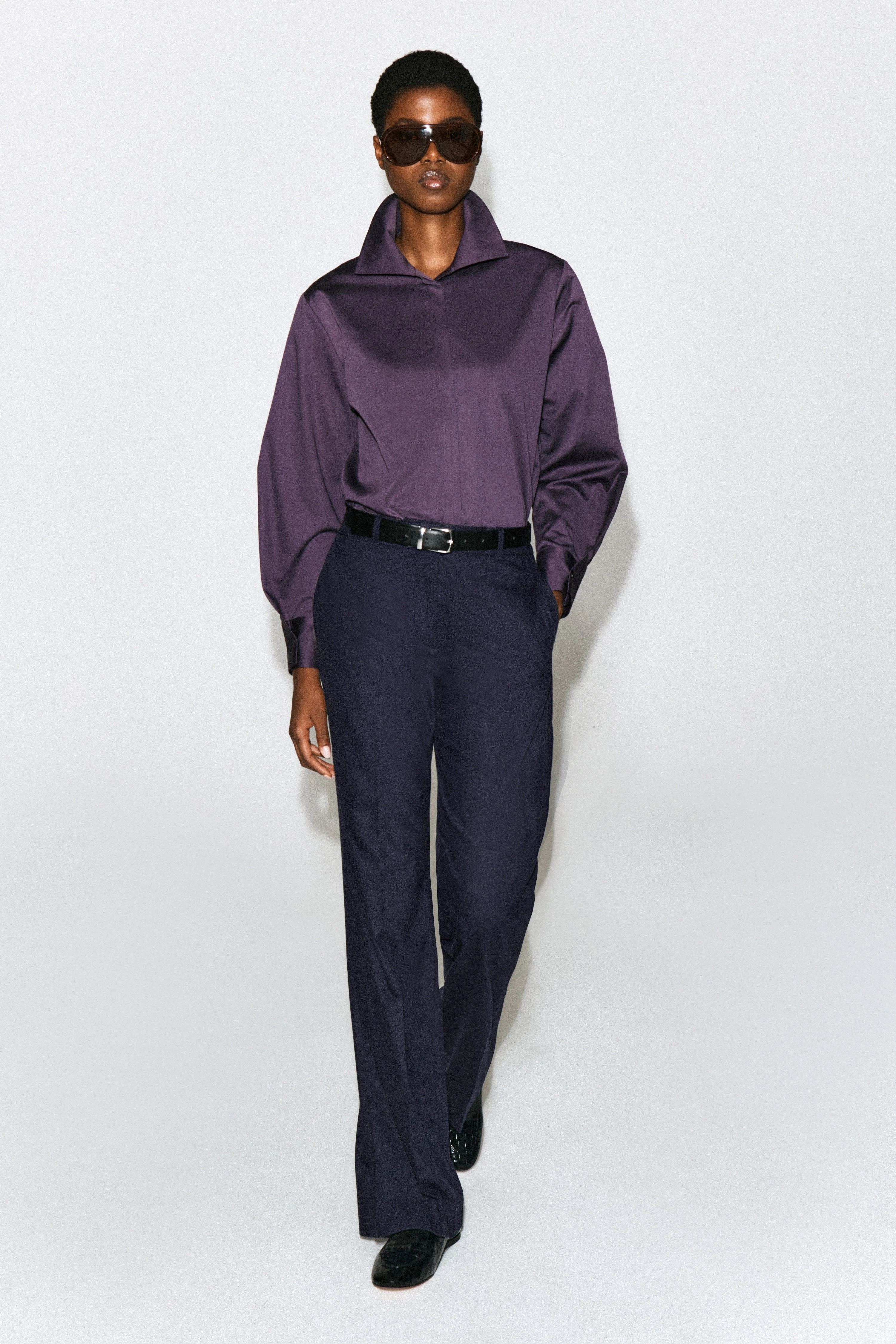OVERSIZED FOLDED-COLLAR COTTON SHIRT - 4