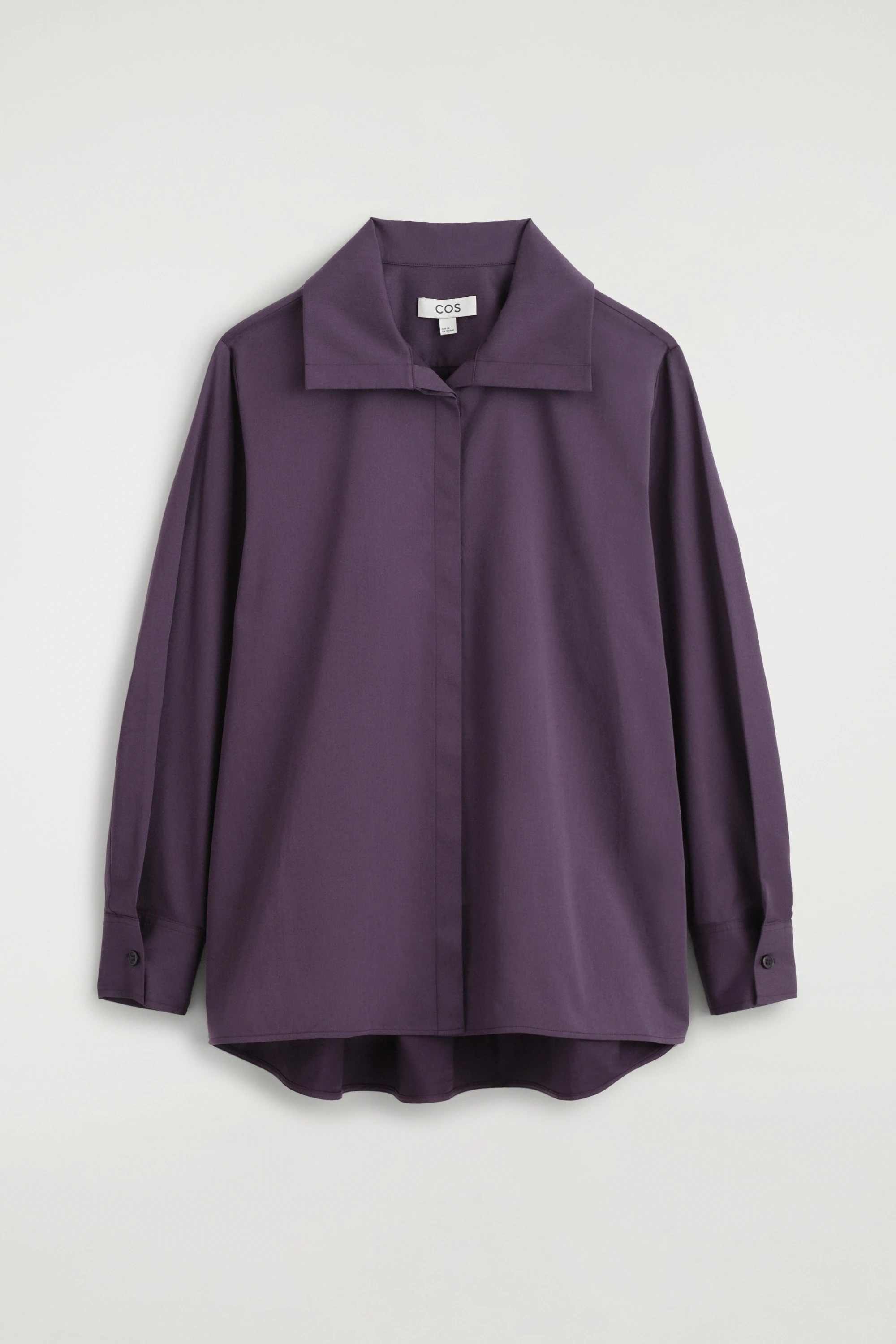 OVERSIZED FOLDED-COLLAR COTTON SHIRT - 7