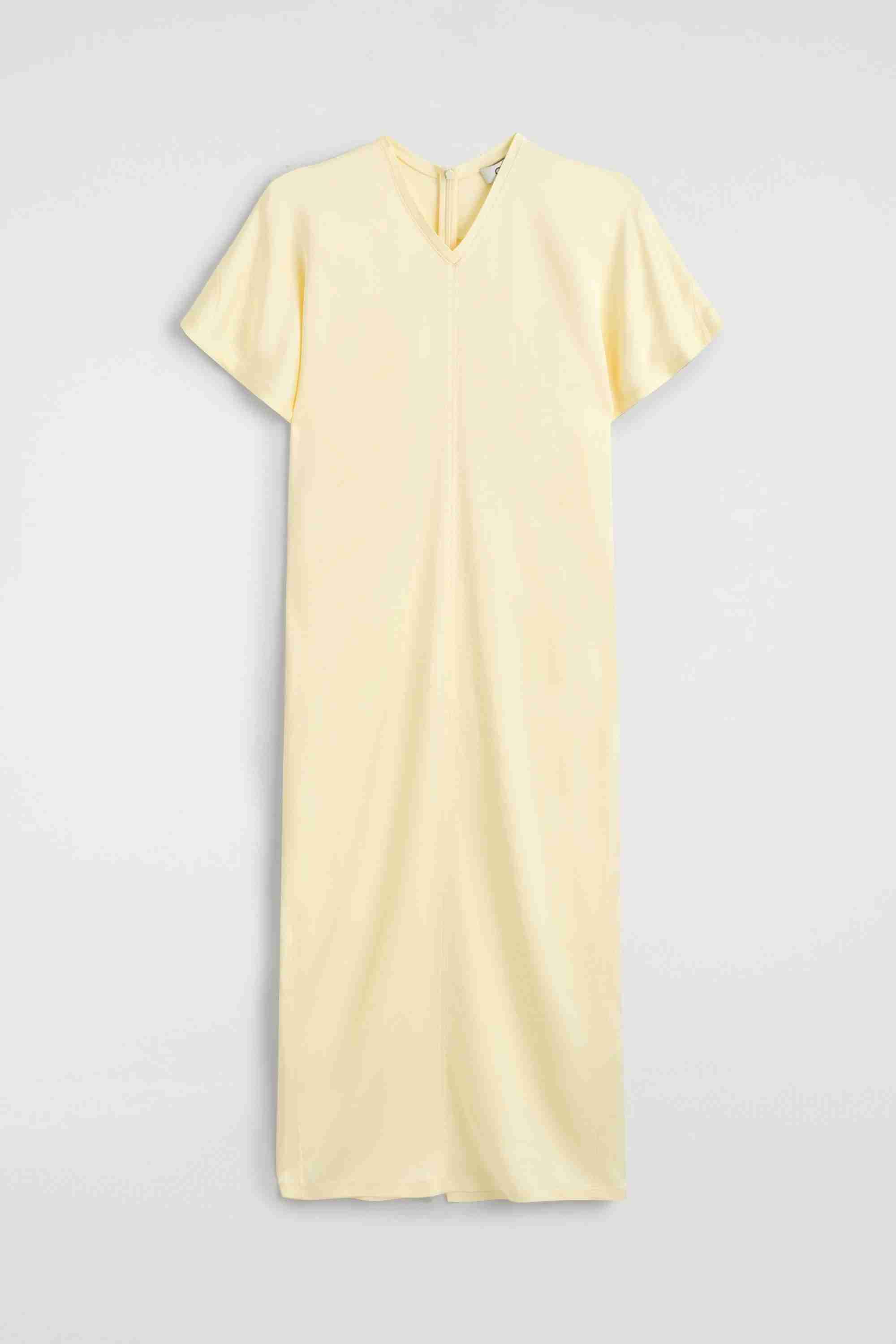 DRAPED V-NECK CREPE MIDI DRESS - 6