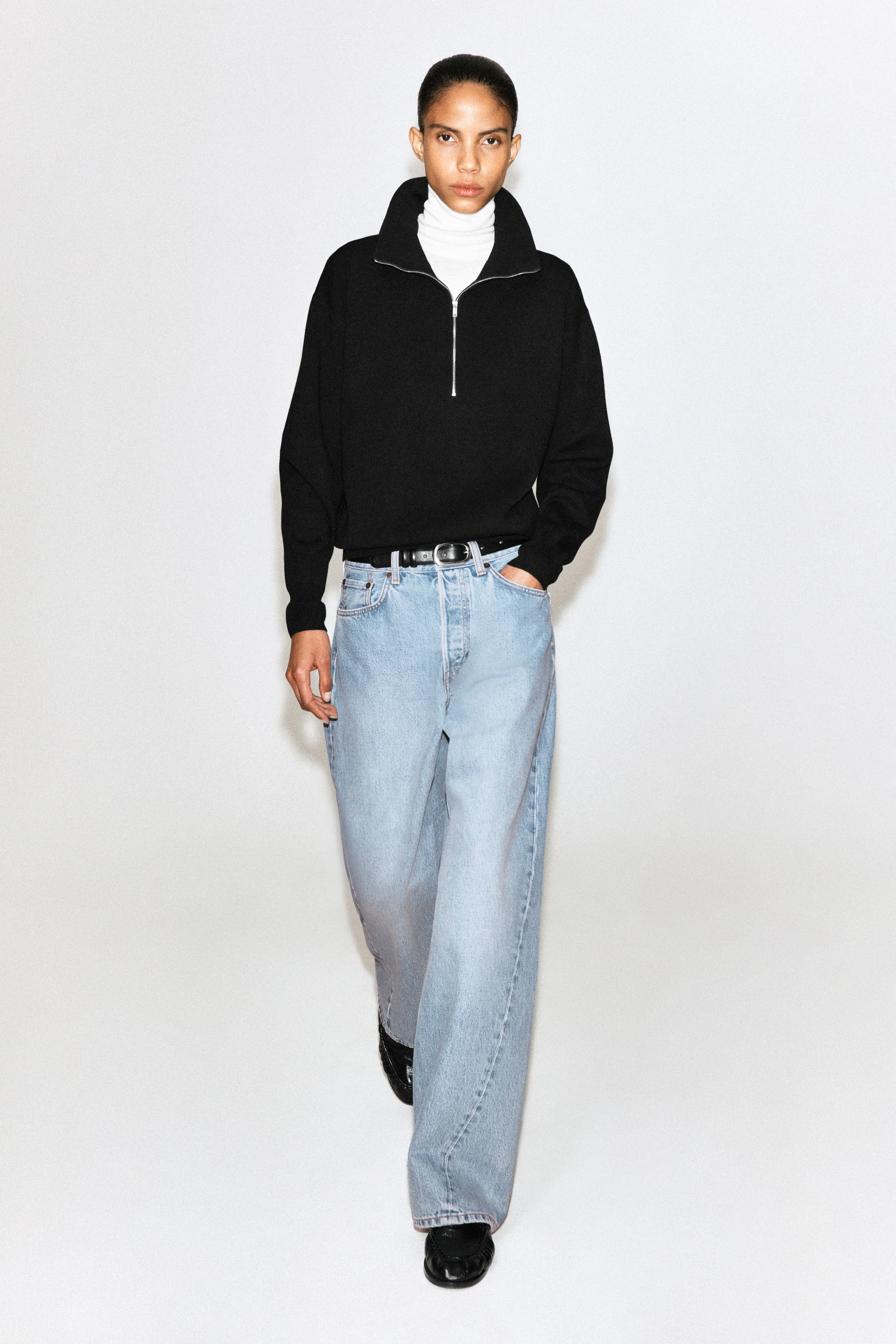 FUNNEL-NECK HALF-ZIP KNITTED JUMPER - 3