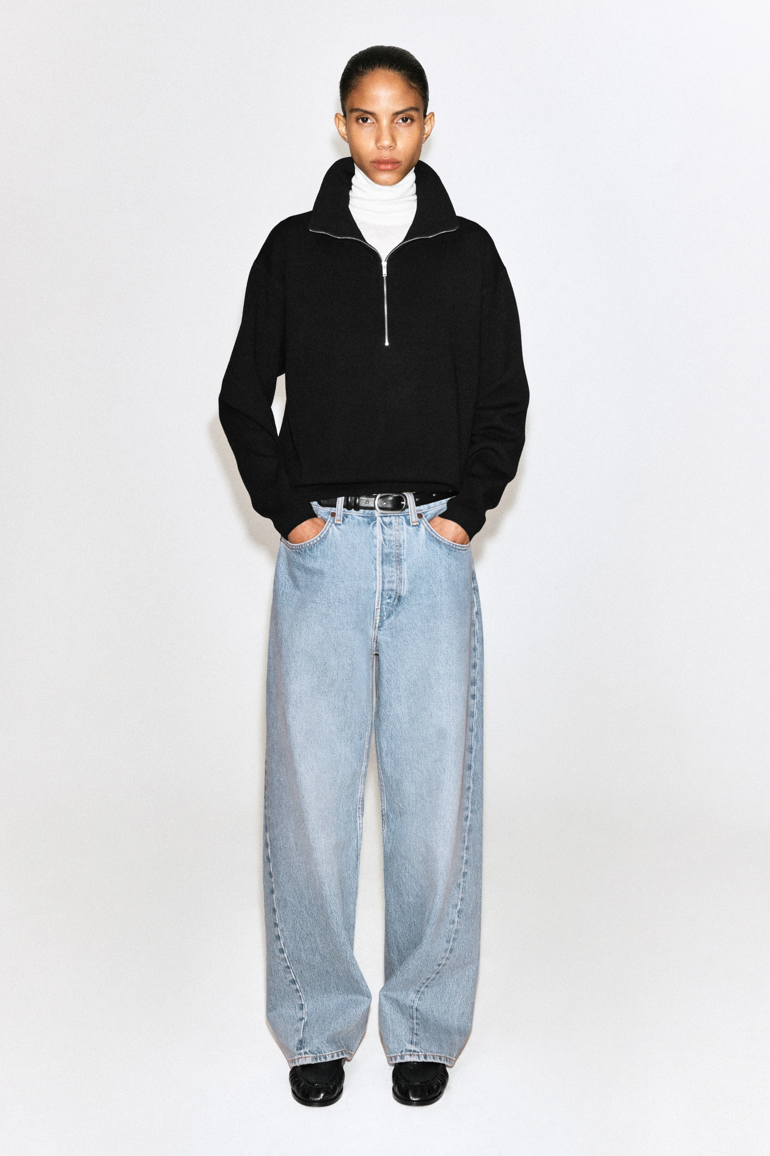 FUNNEL-NECK HALF-ZIP KNITTED JUMPER - 4