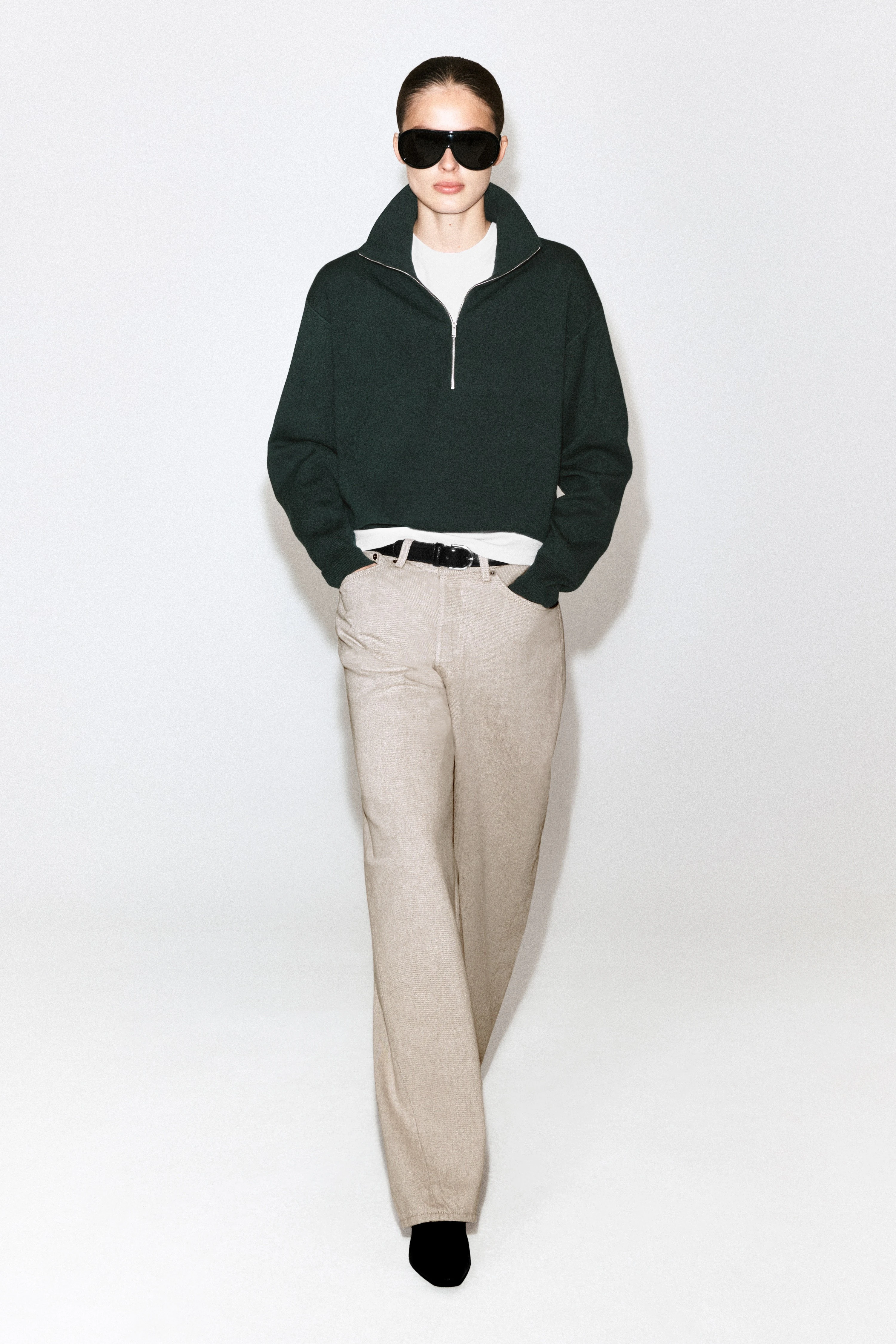 FUNNEL-NECK HALF-ZIP KNITTED JUMPER - 3