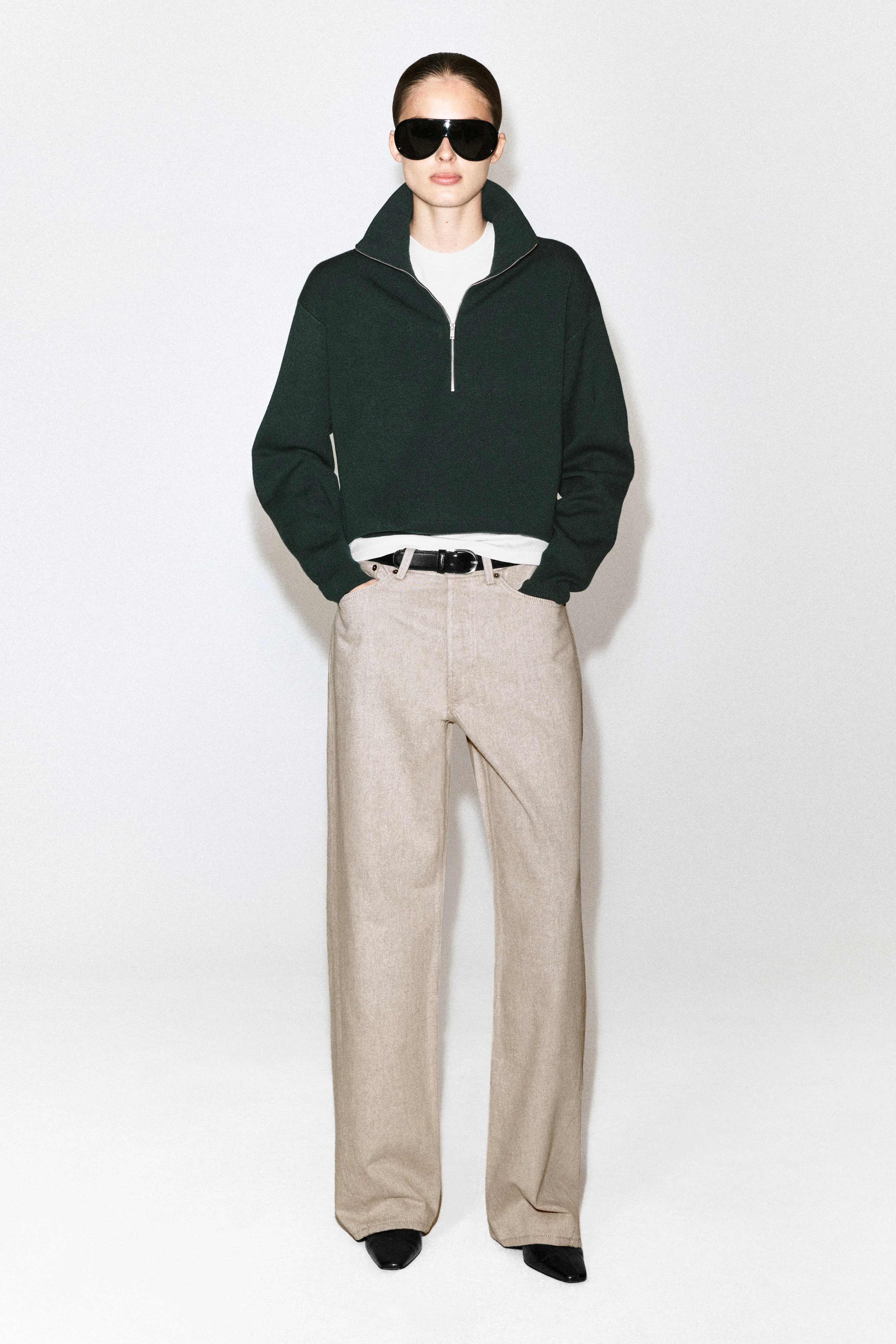 FUNNEL-NECK HALF-ZIP KNITTED JUMPER - 4