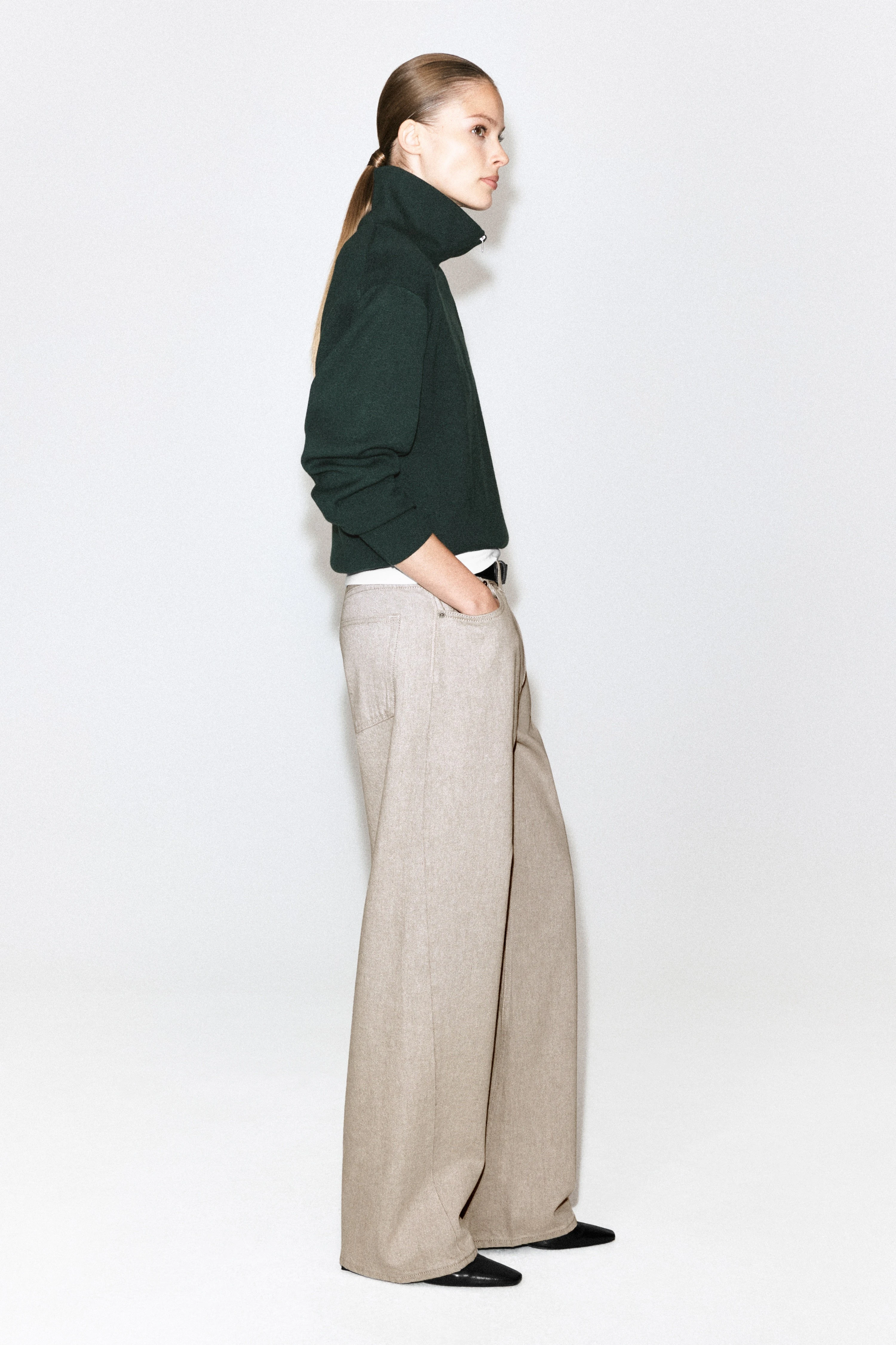 FUNNEL-NECK HALF-ZIP KNITTED JUMPER - 5