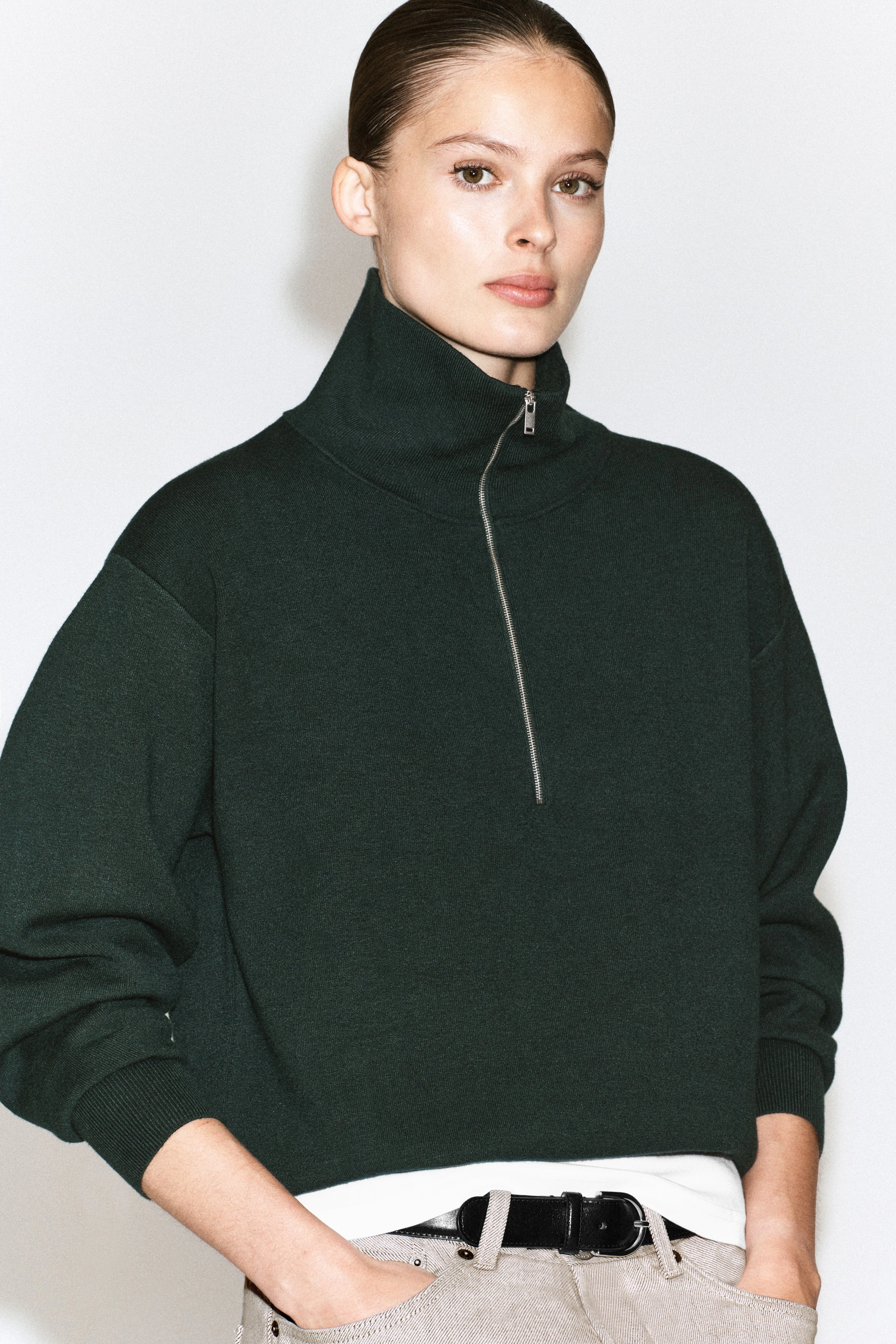 FUNNEL-NECK HALF-ZIP KNITTED JUMPER - 6