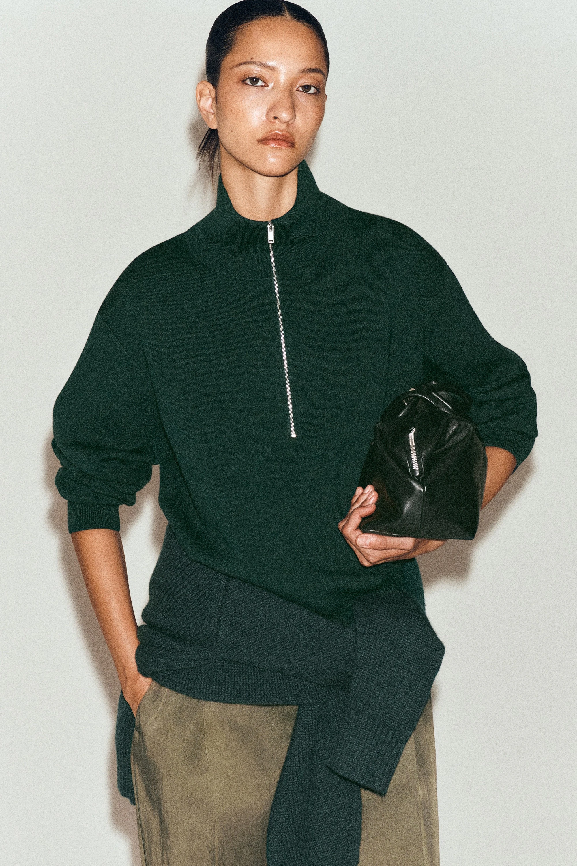 FUNNEL-NECK HALF-ZIP KNITTED JUMPER - 9