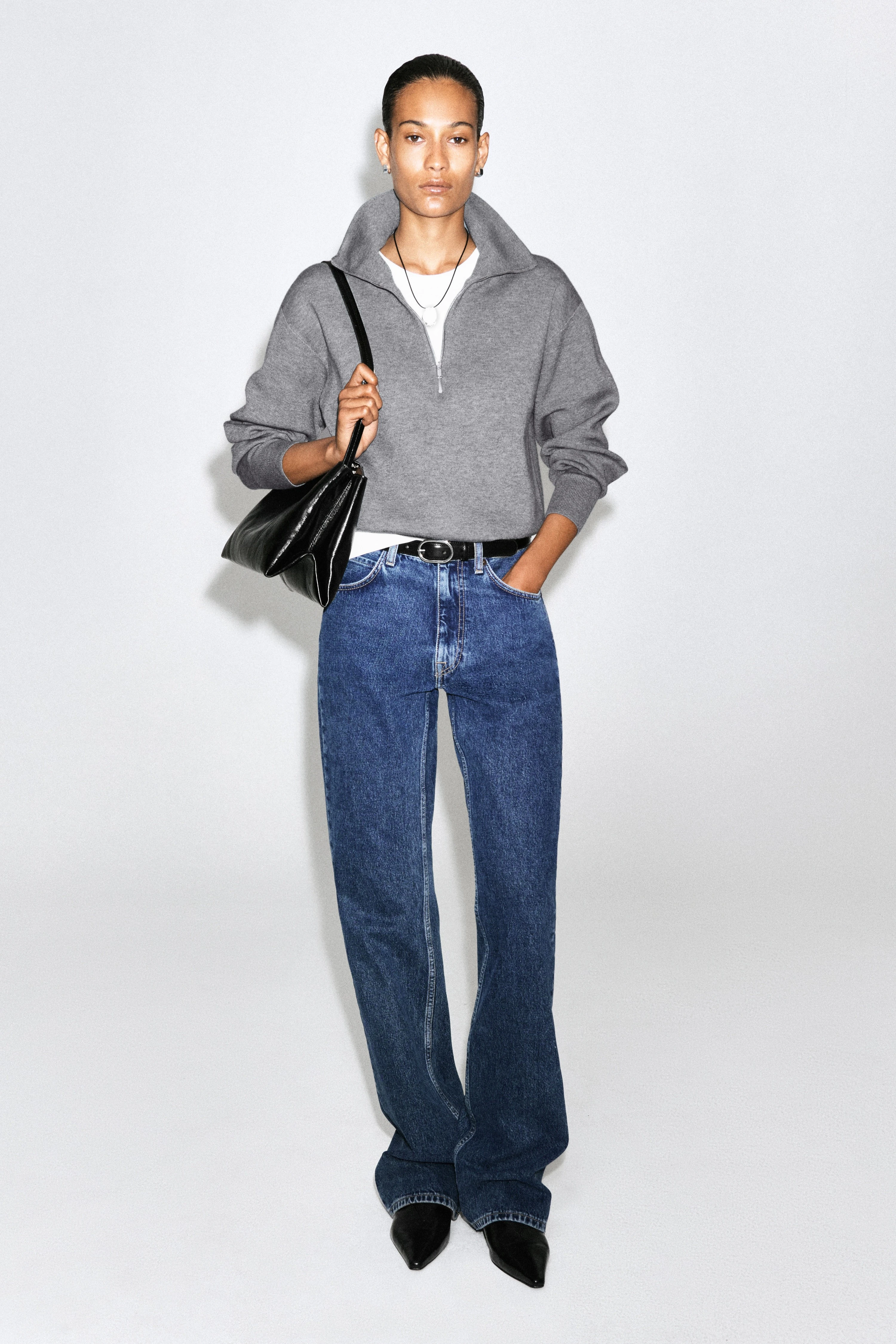 FUNNEL-NECK HALF-ZIP KNITTED JUMPER - 3