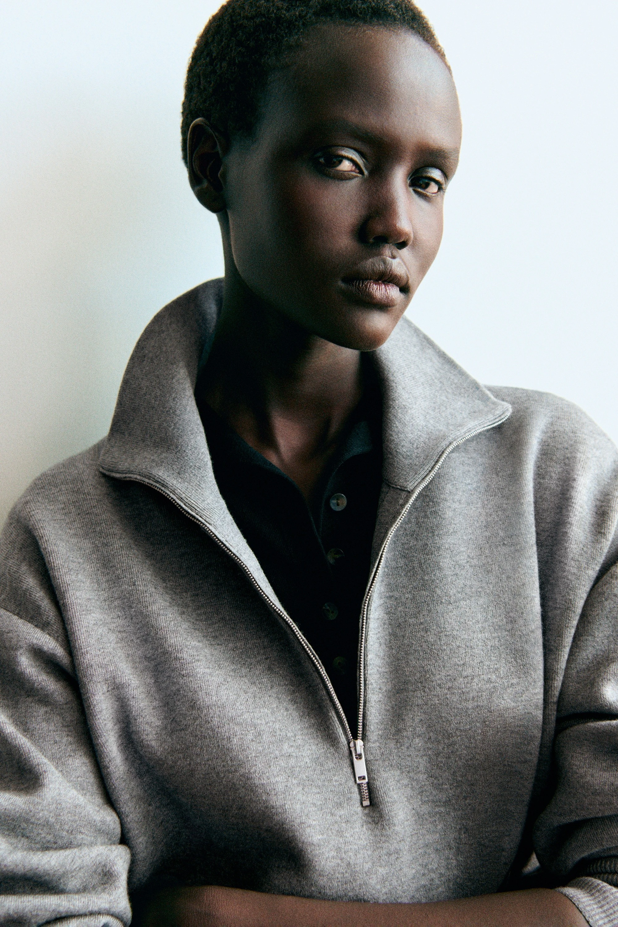 FUNNEL-NECK HALF-ZIP KNITTED JUMPER - 10