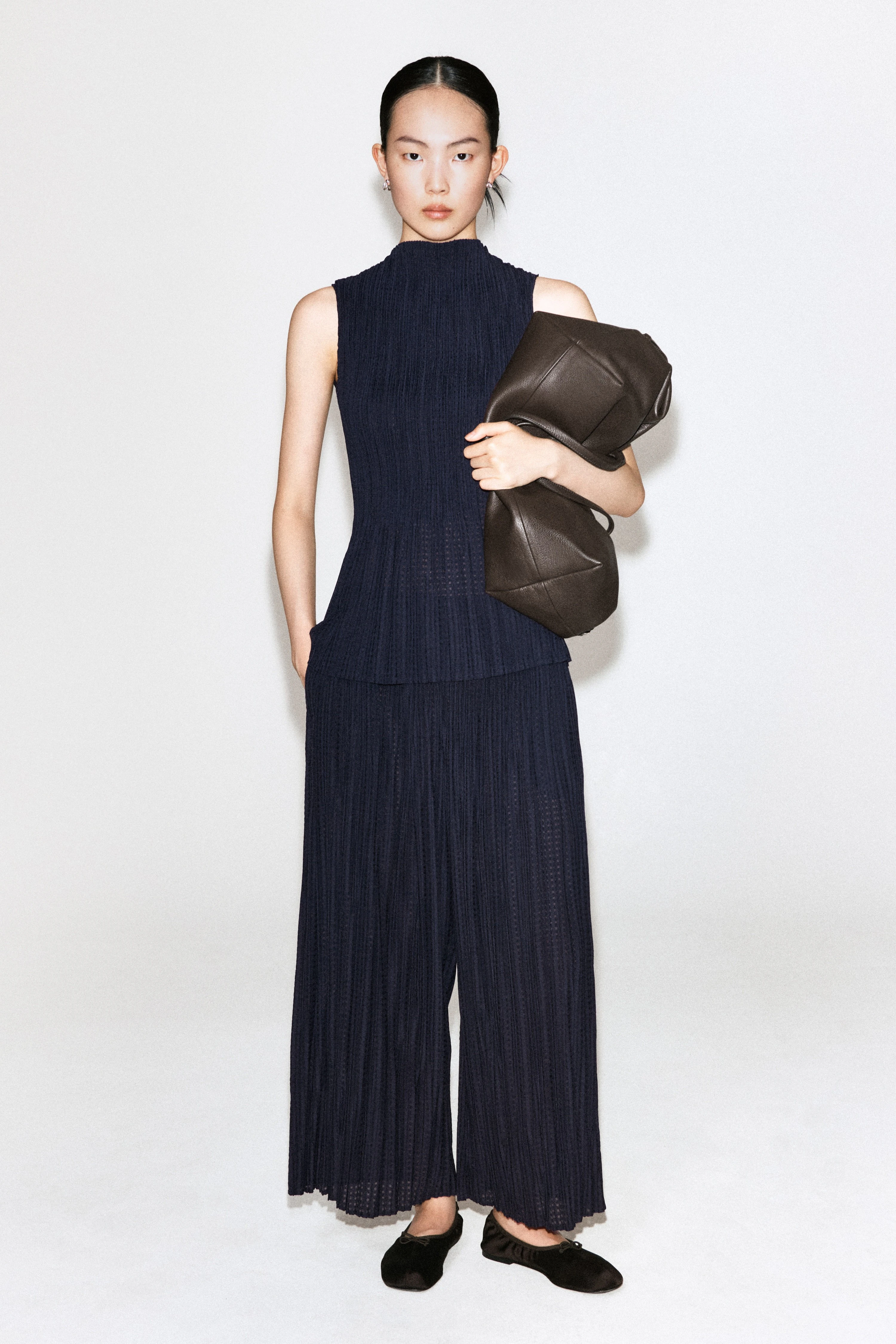 PLEATED JACQUARD CULOTTES - 1