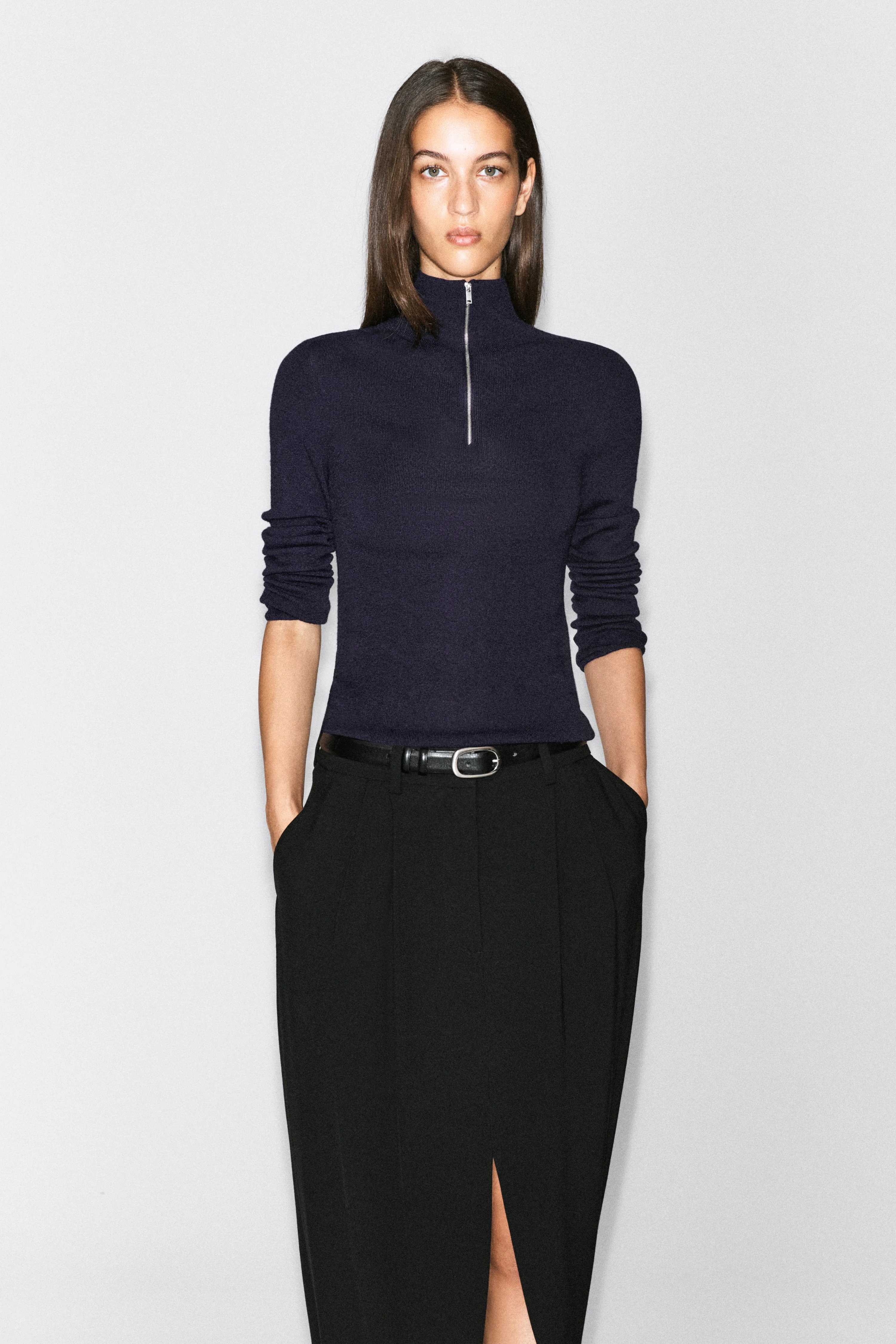 SEAMLESS MERINO WOOL ZIP-UP TOP - 1