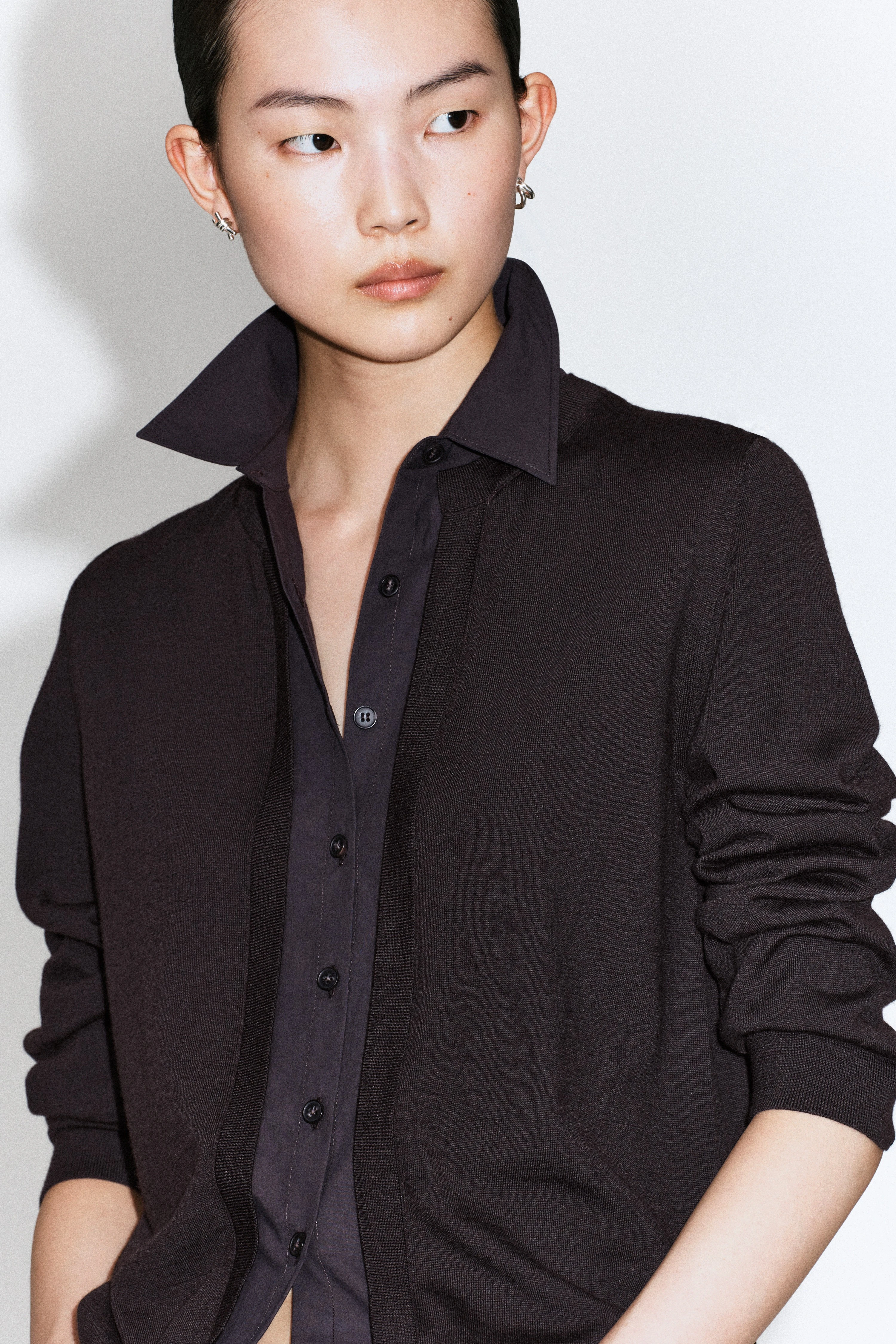 LAYERED-DETAIL MERINO WOOL CARDIGAN - 6