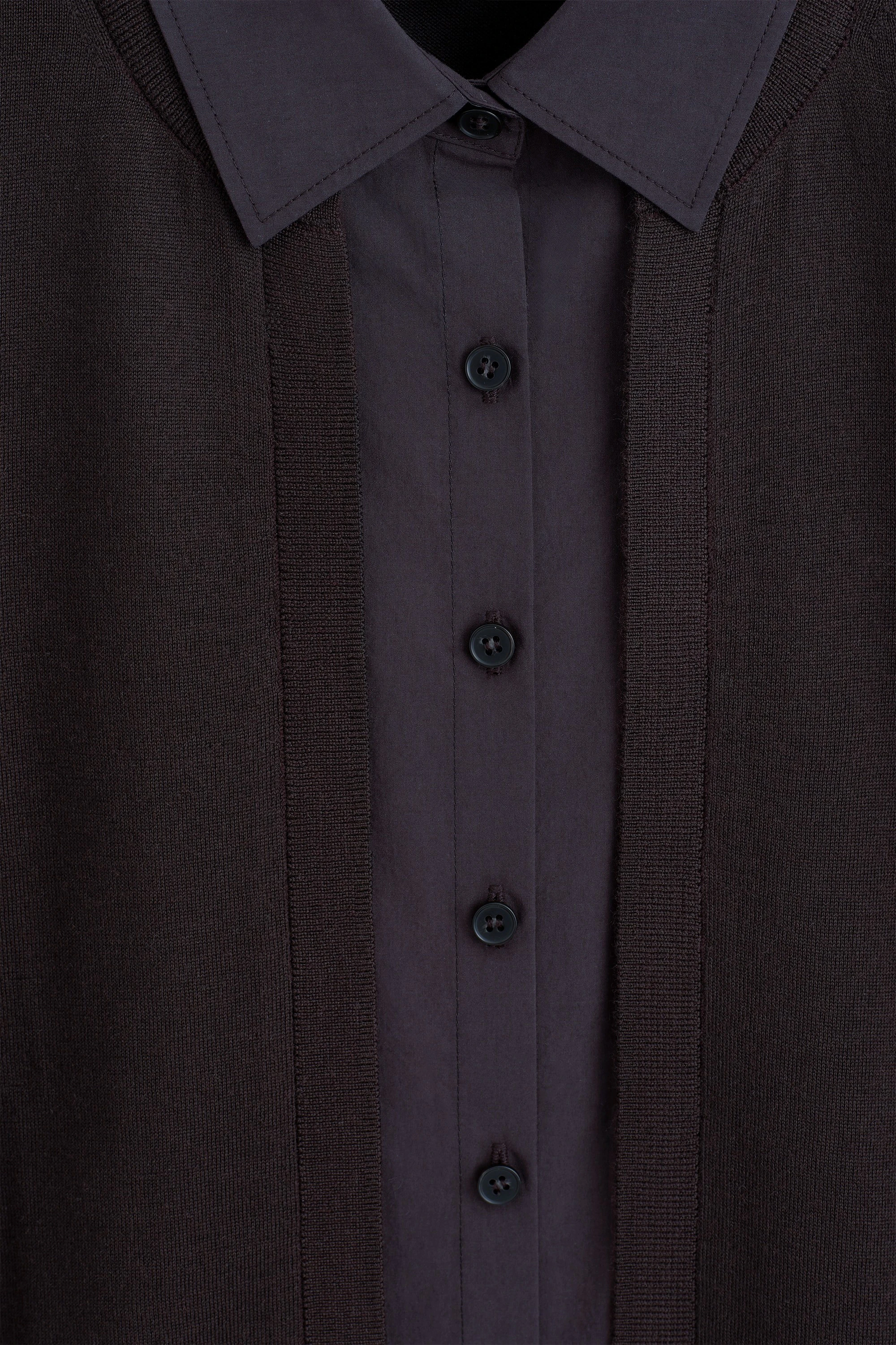 LAYERED-DETAIL MERINO WOOL CARDIGAN - 8