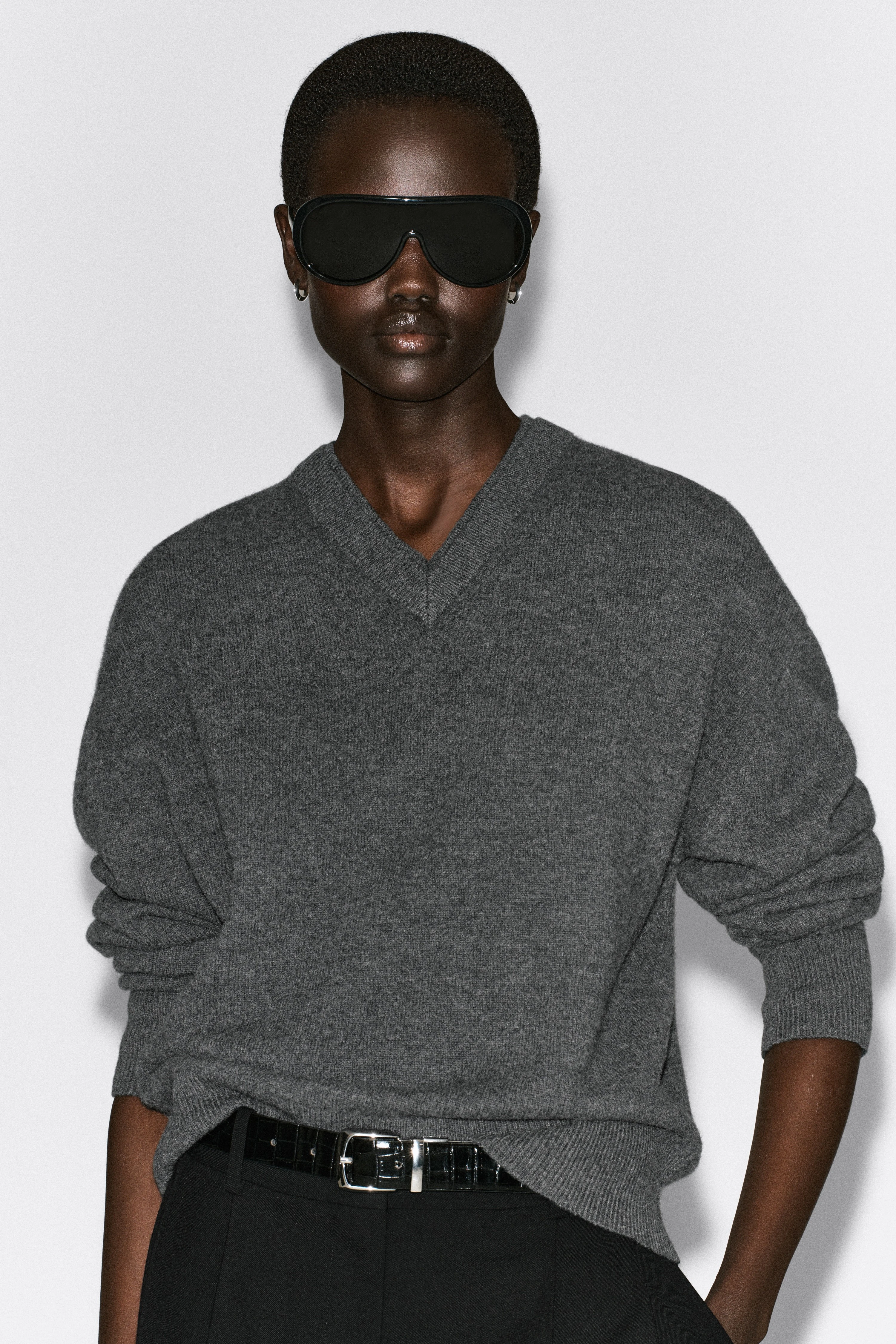 MERINO WOOL LAYERED V-NECK JUMPER - 6