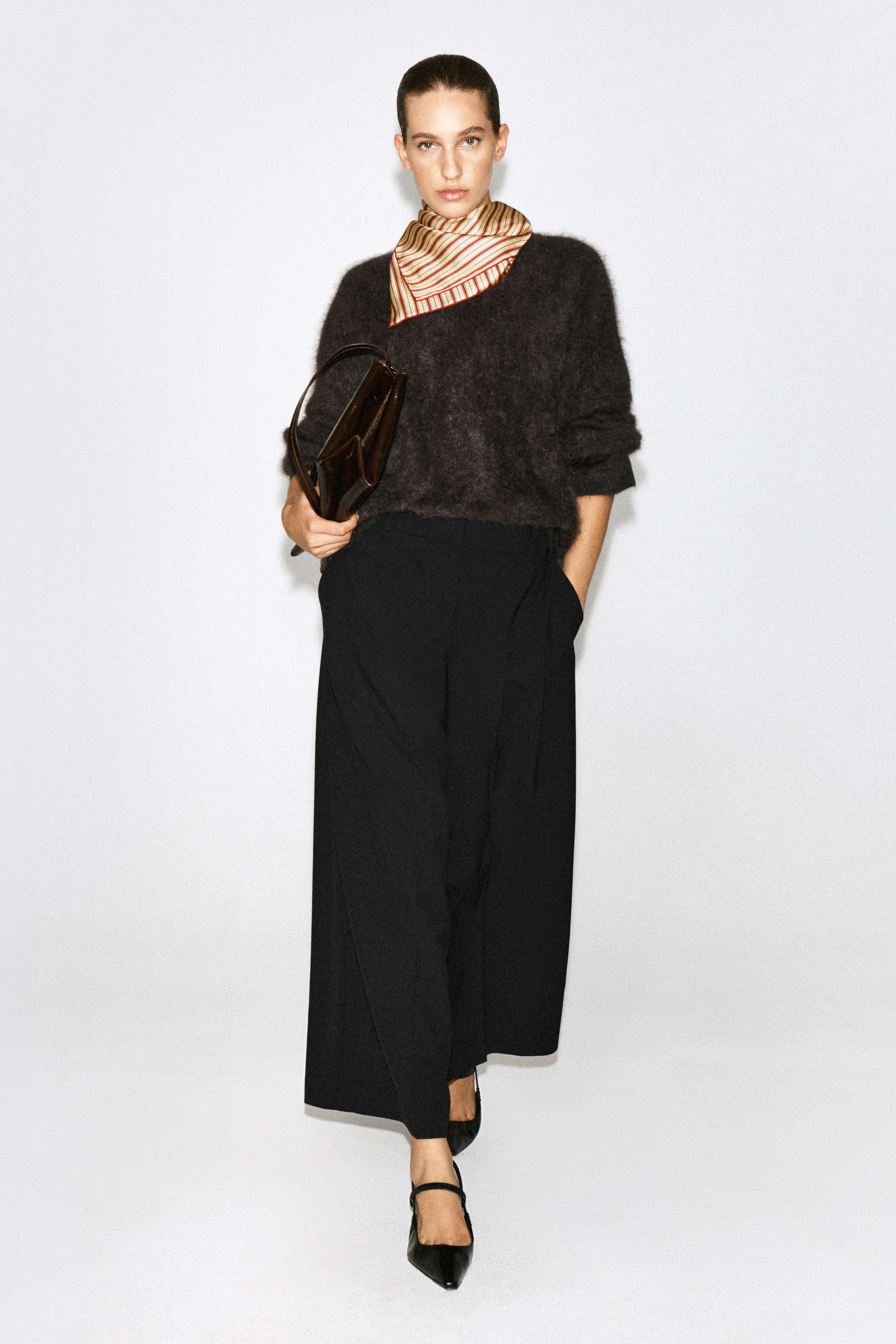 PLEATED WOOL-BLEND WIDE-LEG TROUSERS - 1