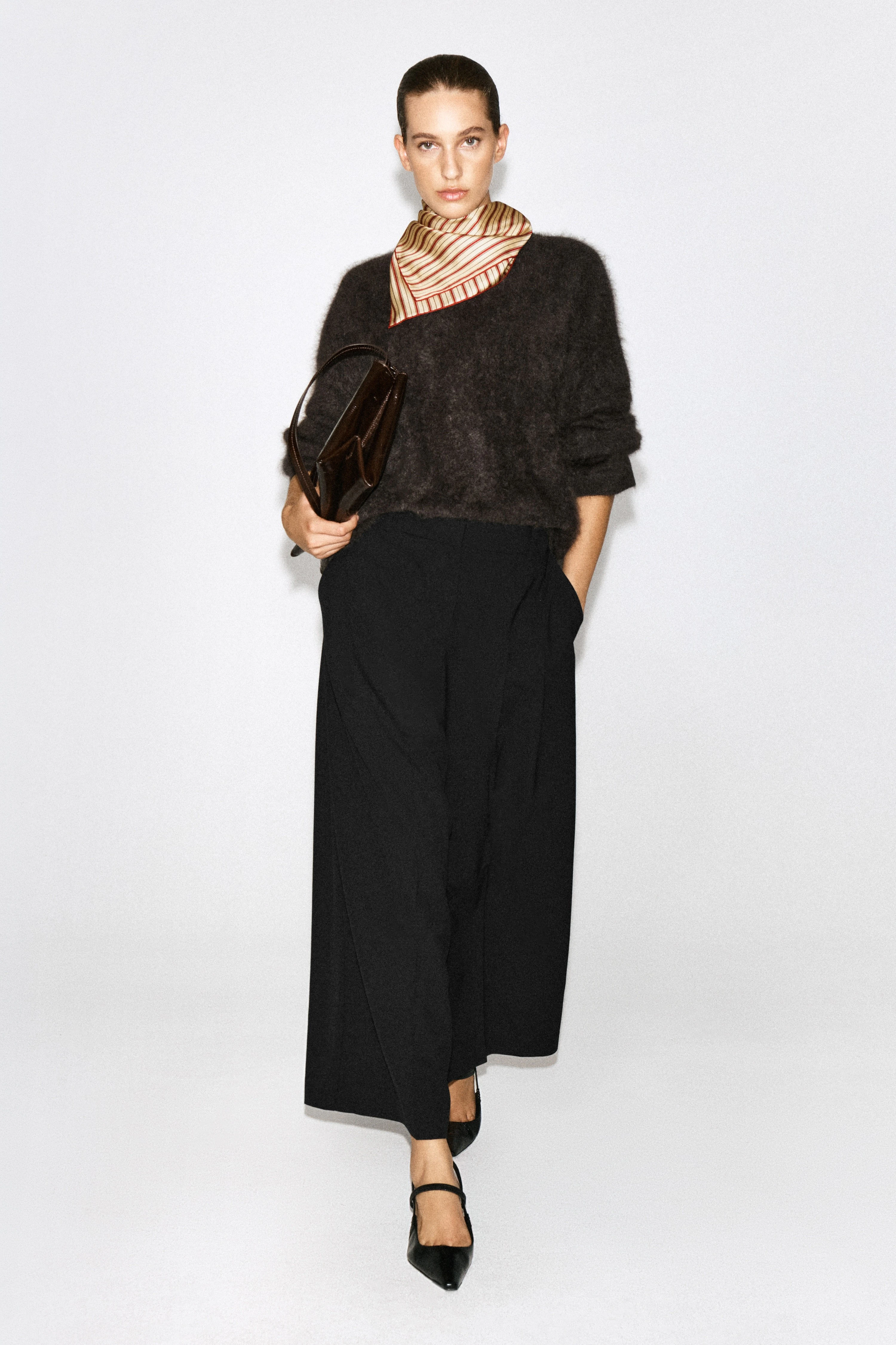 PLEATED WOOL-BLEND WIDE-LEG TROUSERS - 1