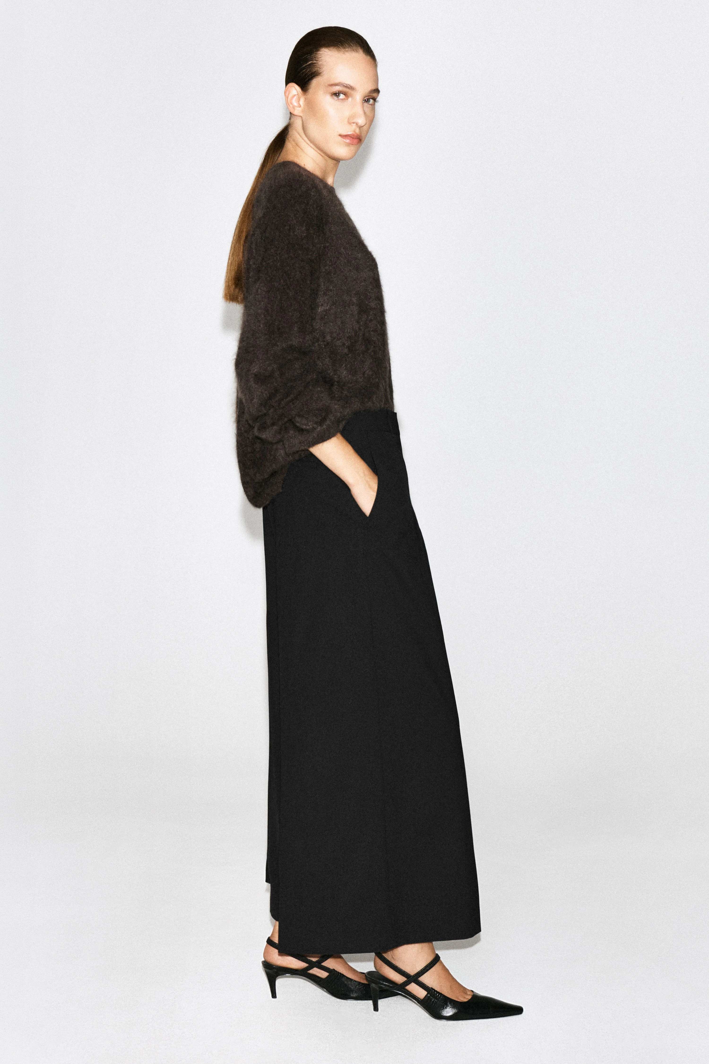 PLEATED WOOL-BLEND WIDE-LEG TROUSERS - 4