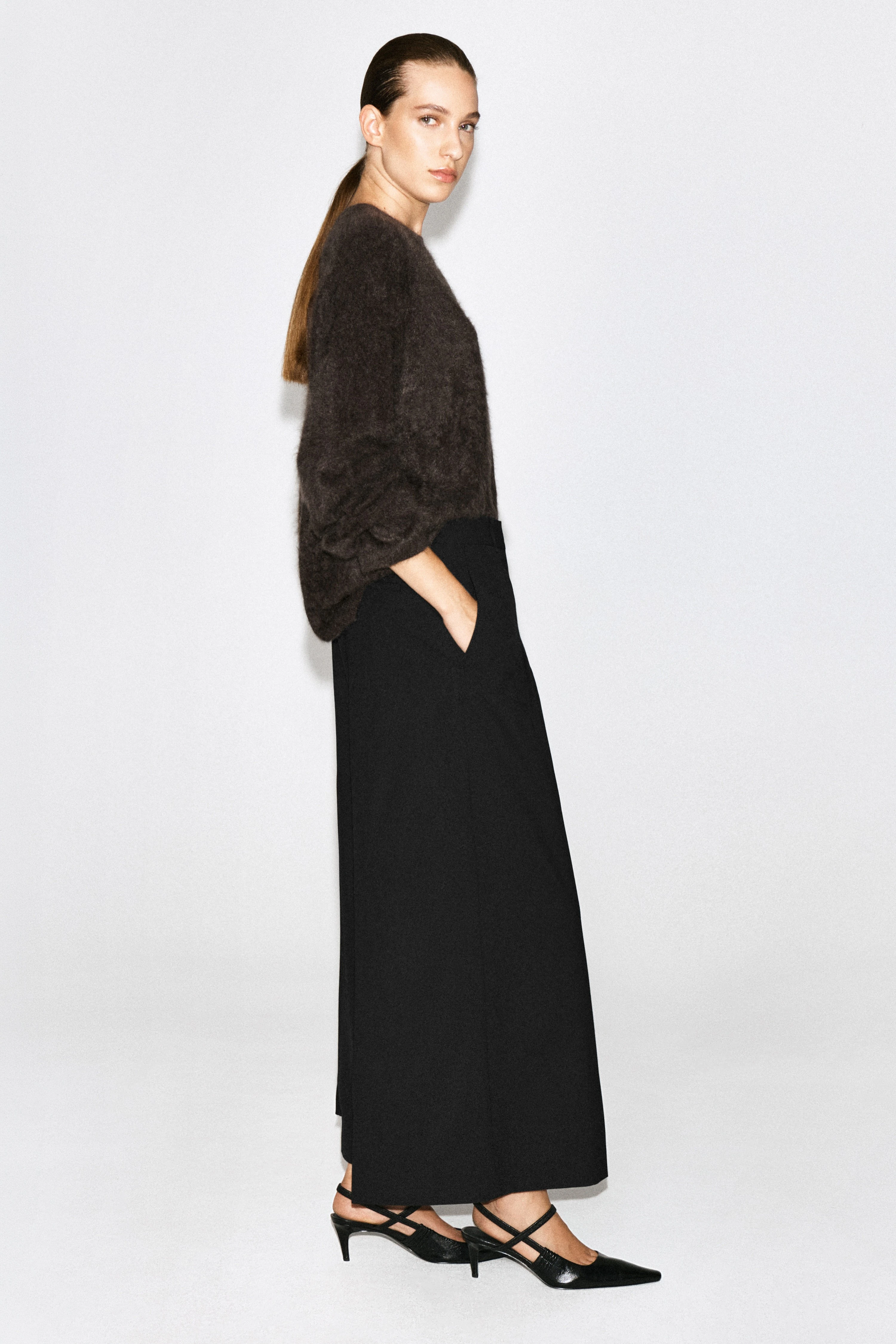 PLEATED WOOL-BLEND WIDE-LEG TROUSERS - 4