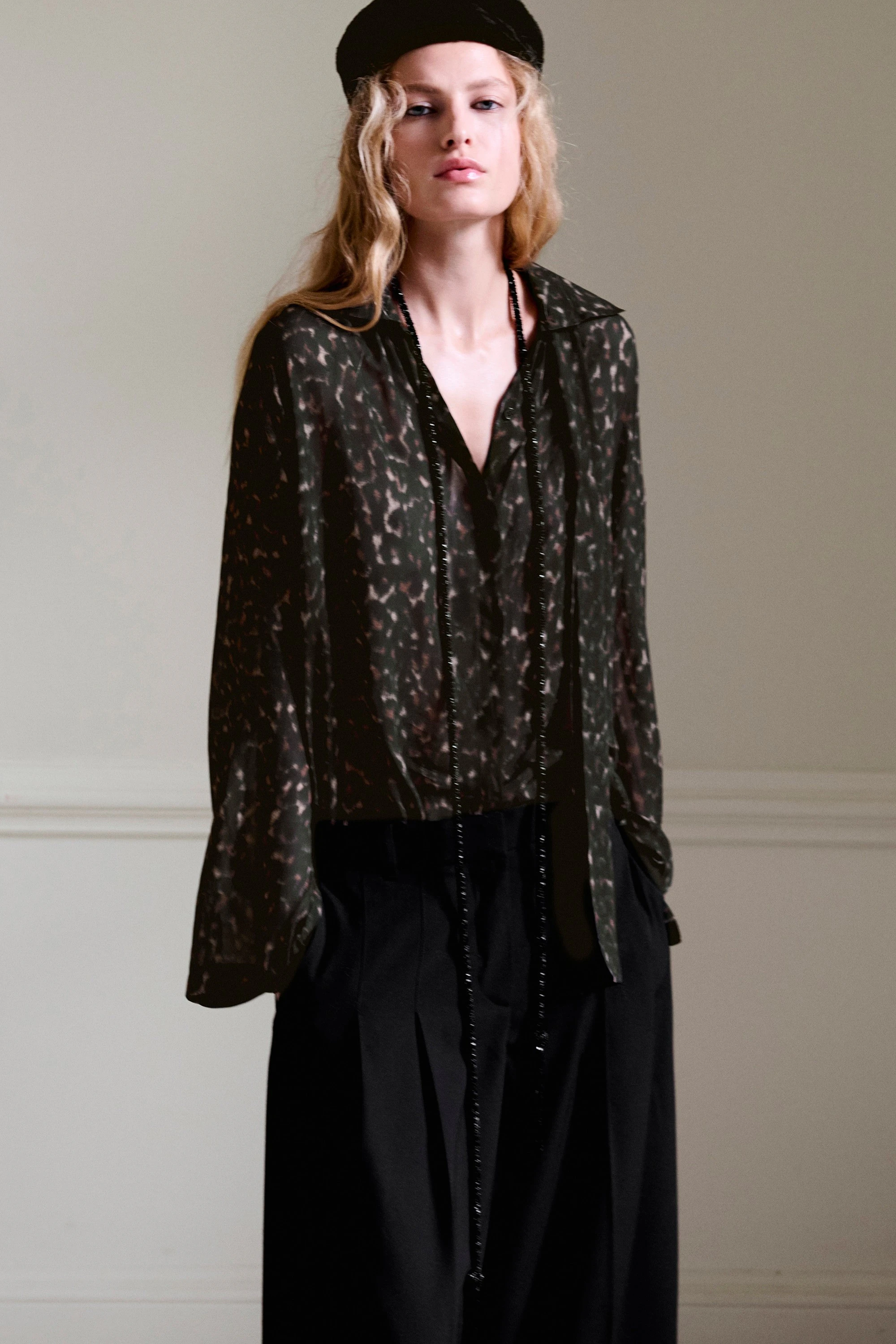 PLEATED WOOL-BLEND WIDE-LEG TROUSERS - 8