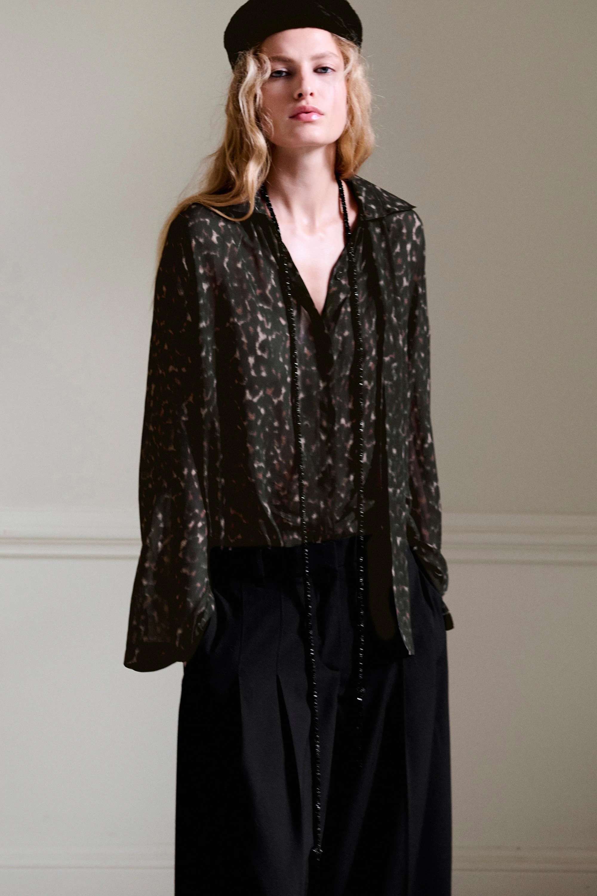 PLEATED WOOL-BLEND WIDE-LEG TROUSERS - 8