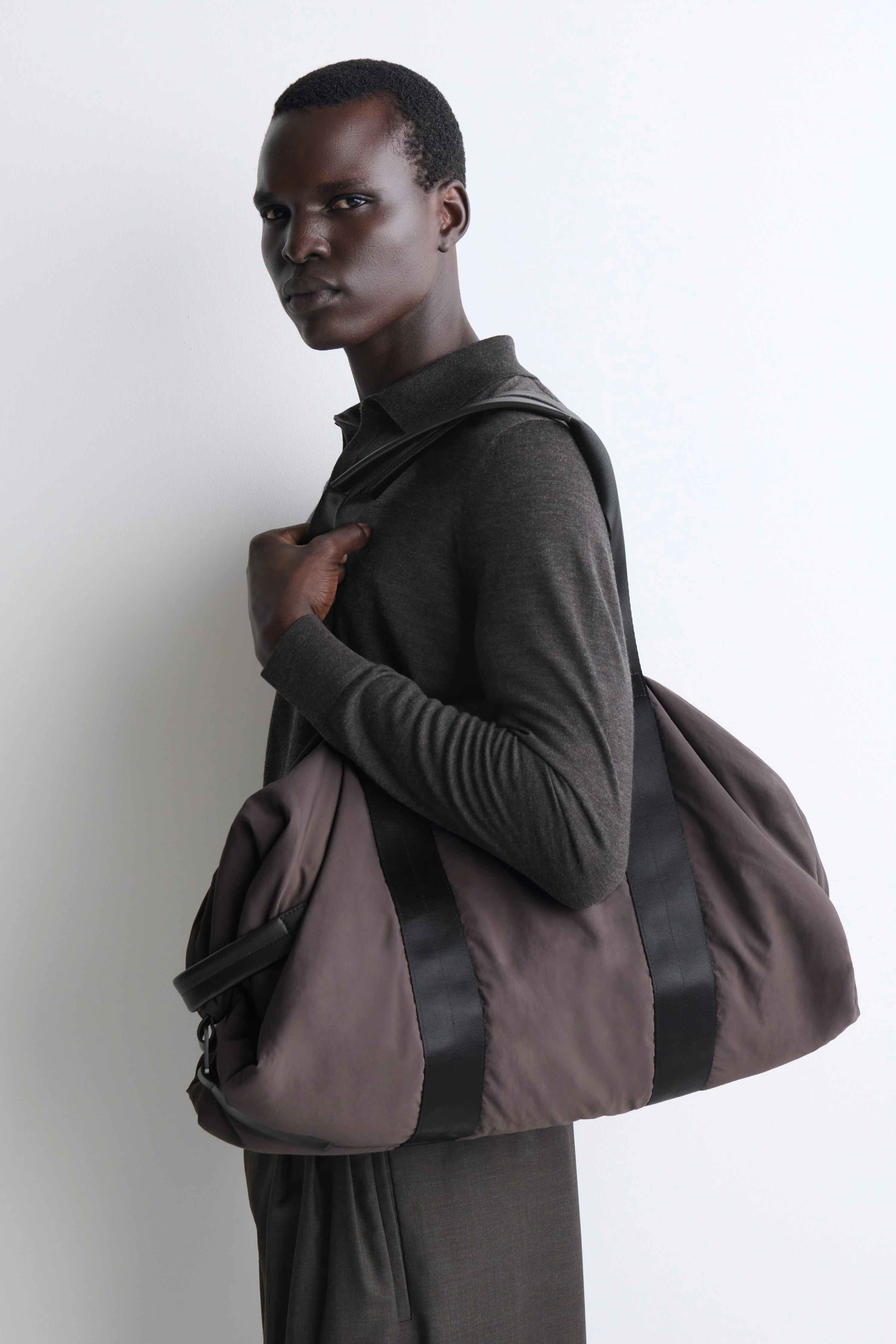 LEATHER-DETAIL DUFFLE BAG - NYLON - 2