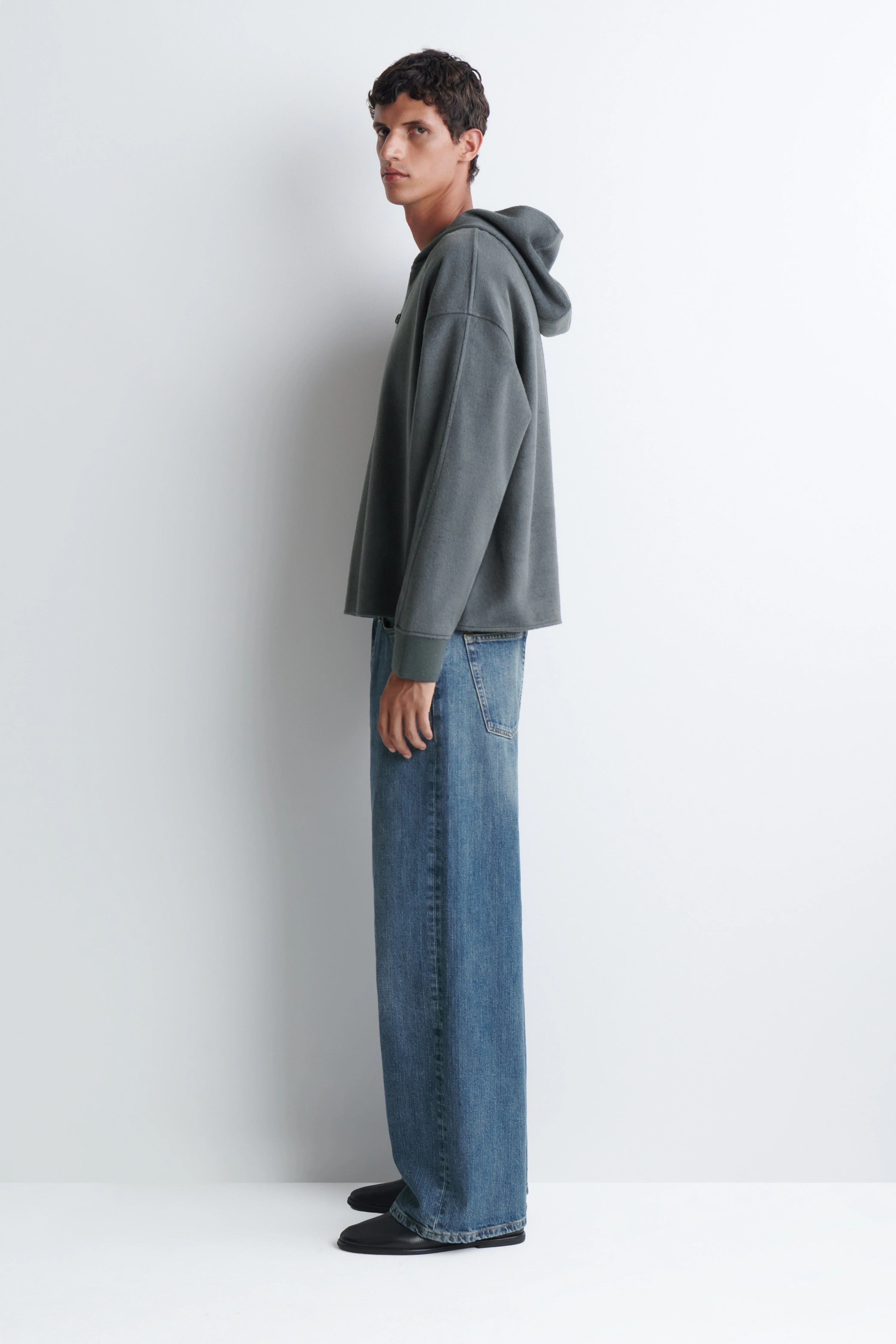 BRUSHED JERSEY HENLEY HOODIE - 5