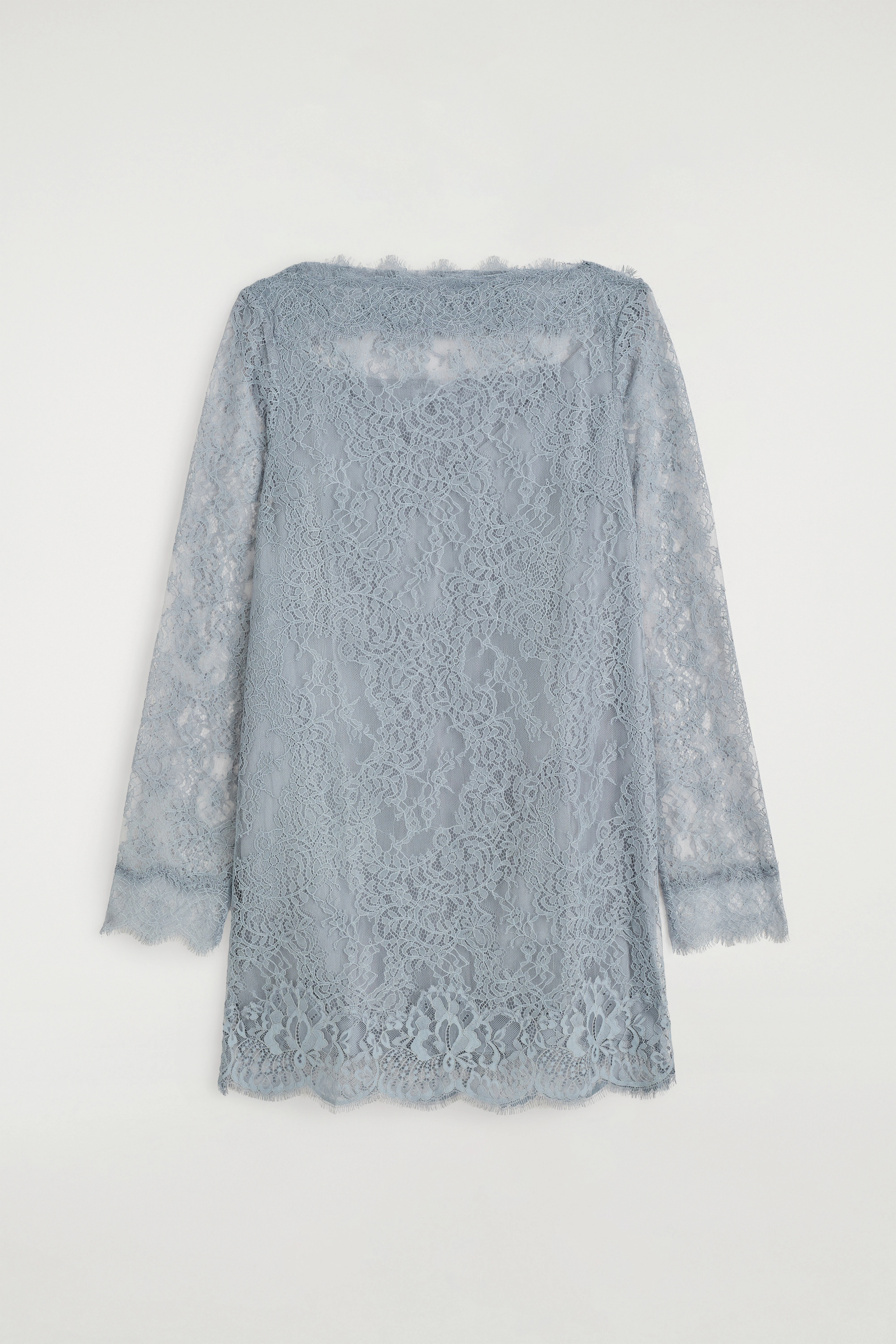 BOAT-NECK LACE MINI DRESS - 6