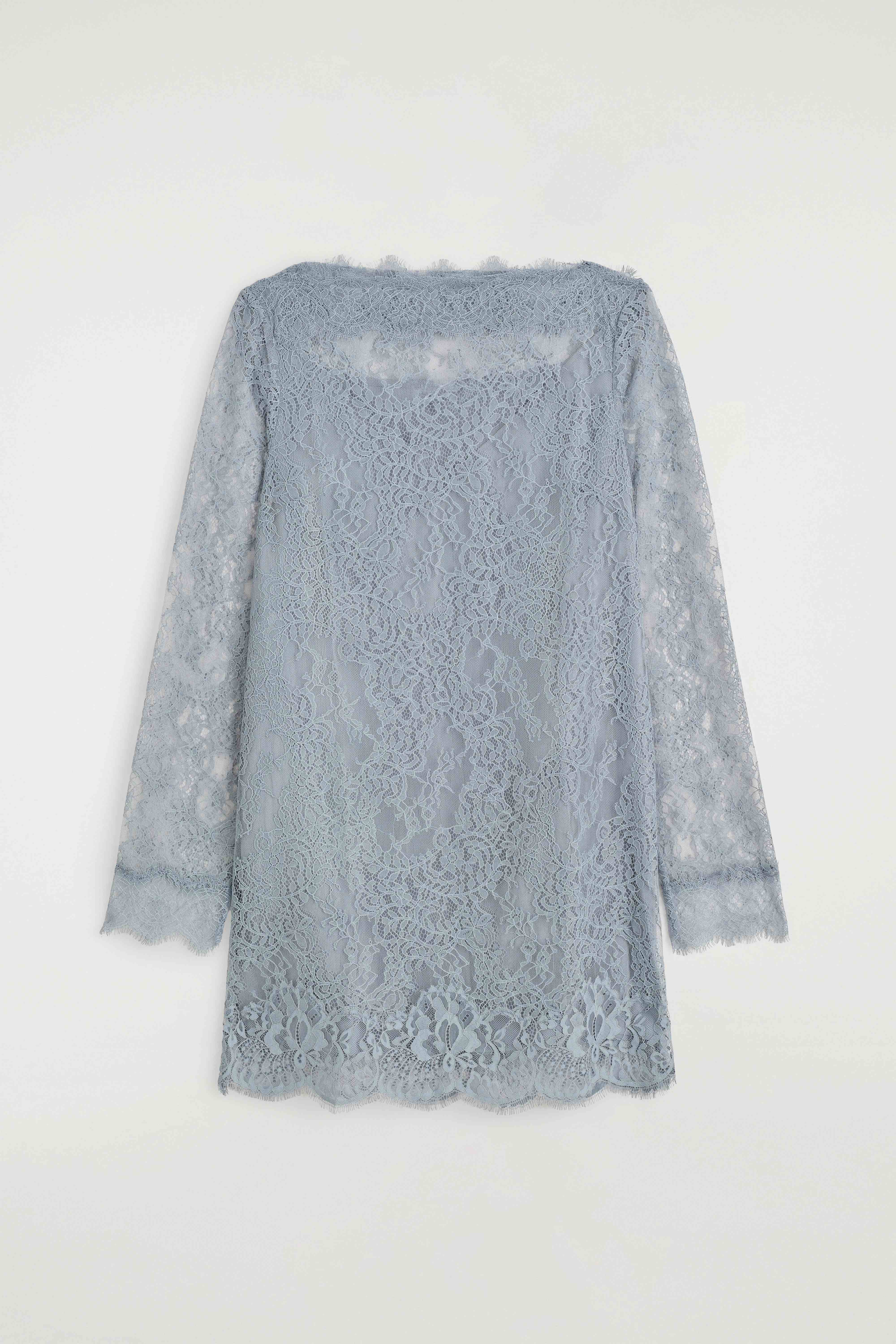 BOAT-NECK LACE MINI DRESS - 6