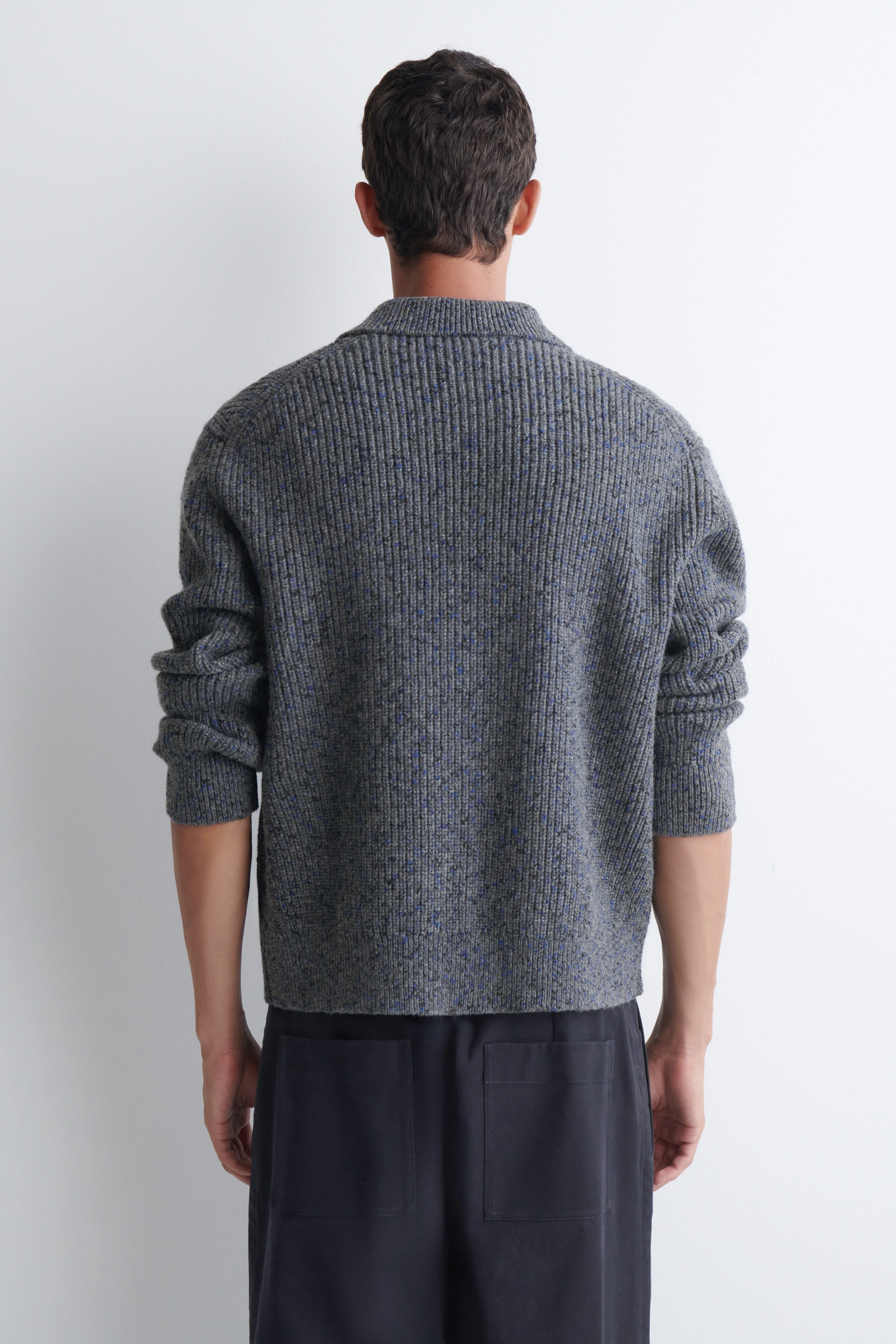 DONEGAL-EFFECT WOOL-COTTON POLO JUMPER - 2