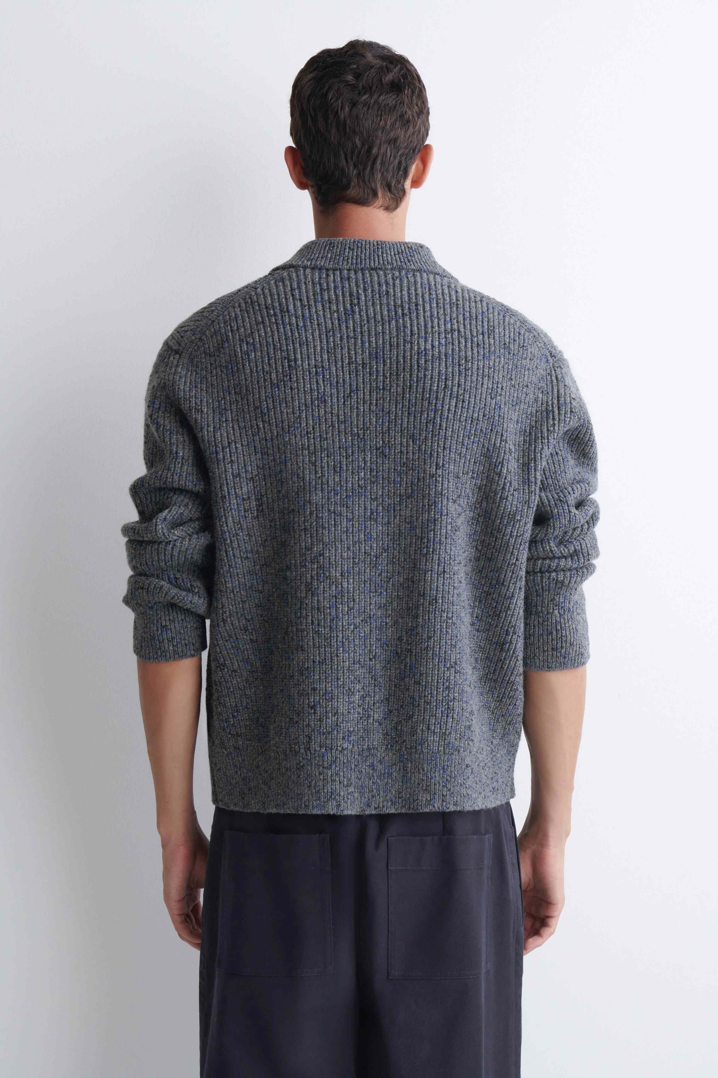 DONEGAL-EFFECT WOOL-COTTON POLO JUMPER - 2