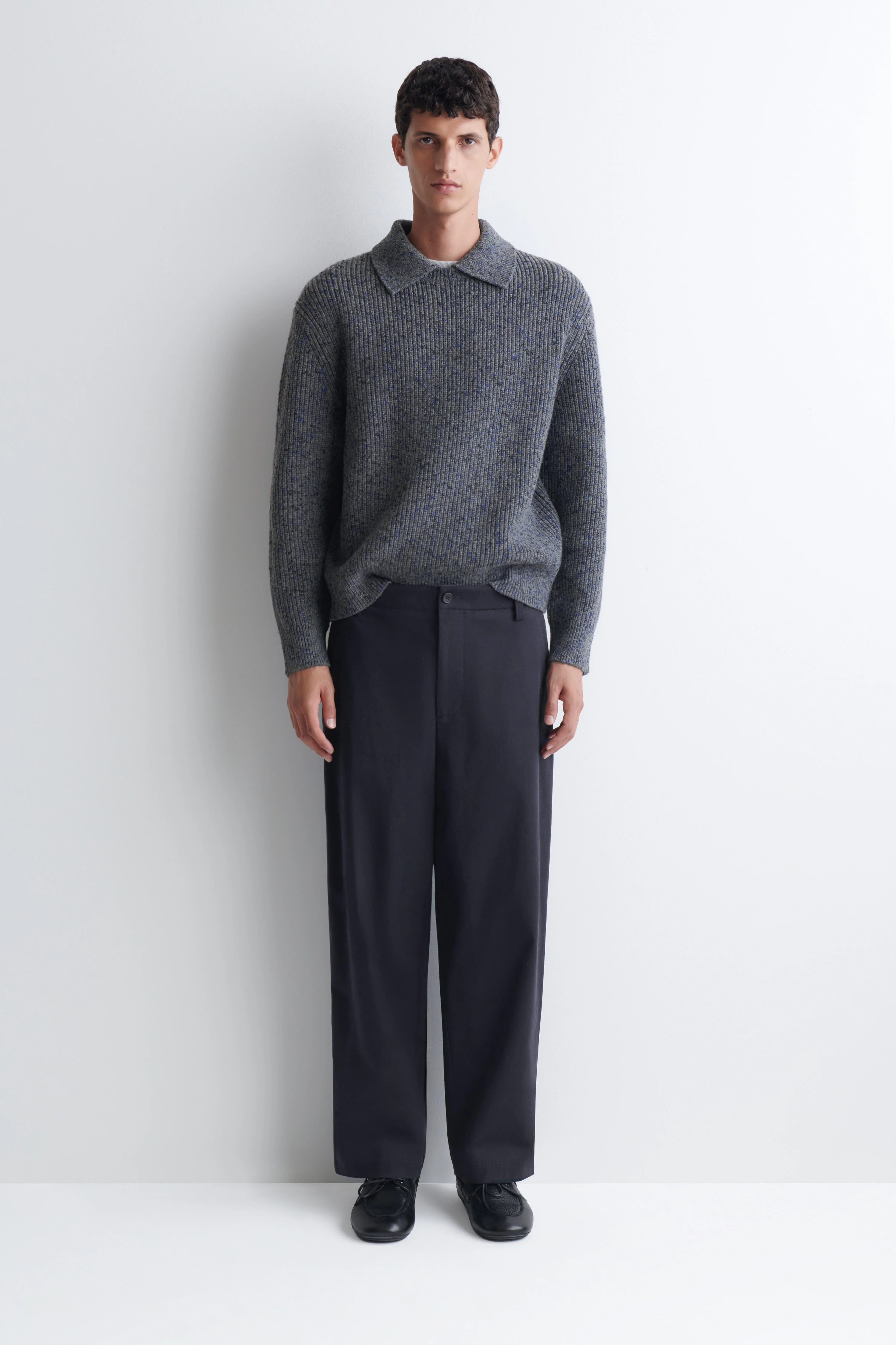 DONEGAL-EFFECT WOOL-COTTON POLO JUMPER - 3