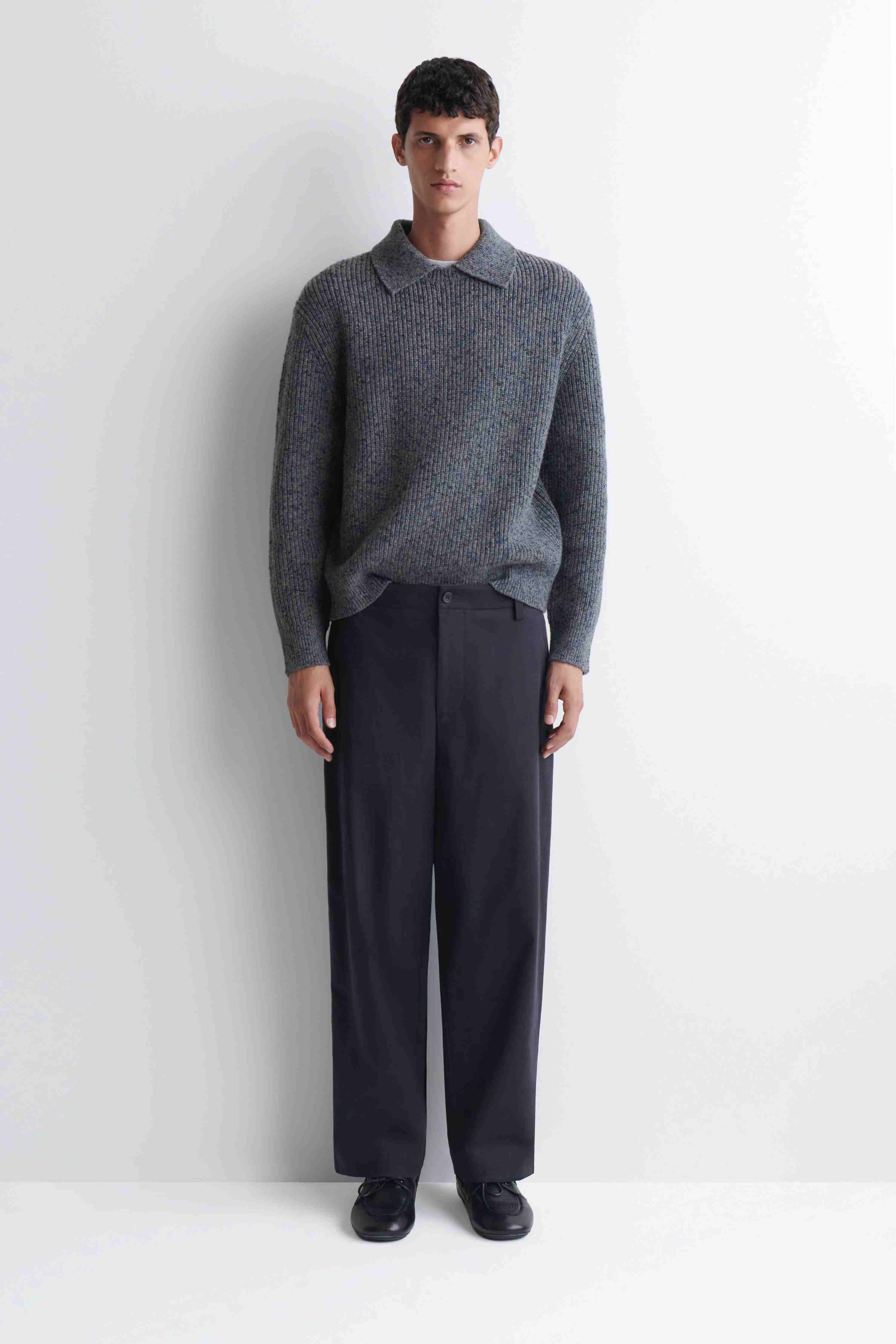 DONEGAL-EFFECT WOOL-COTTON POLO JUMPER - 3