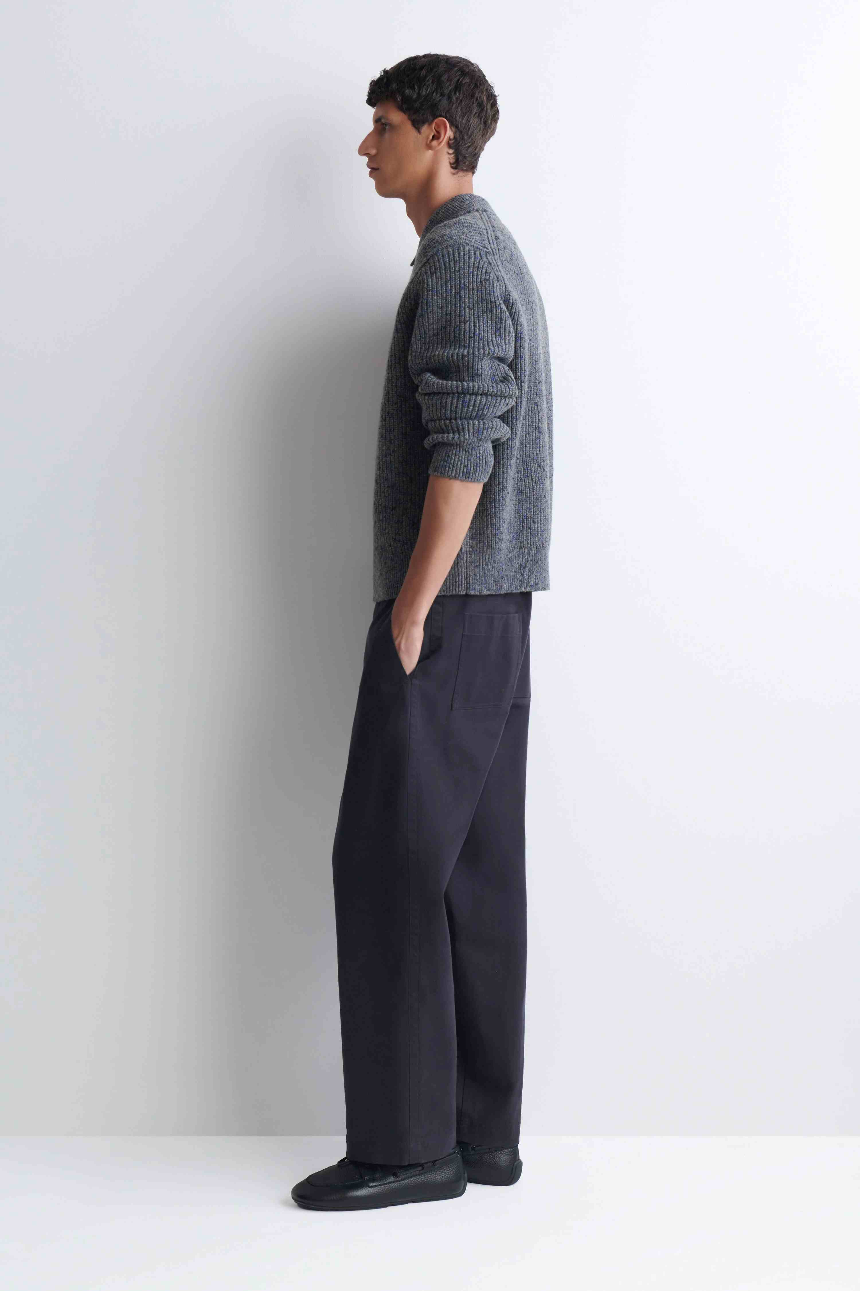 DONEGAL-EFFECT WOOL-COTTON POLO JUMPER - 4