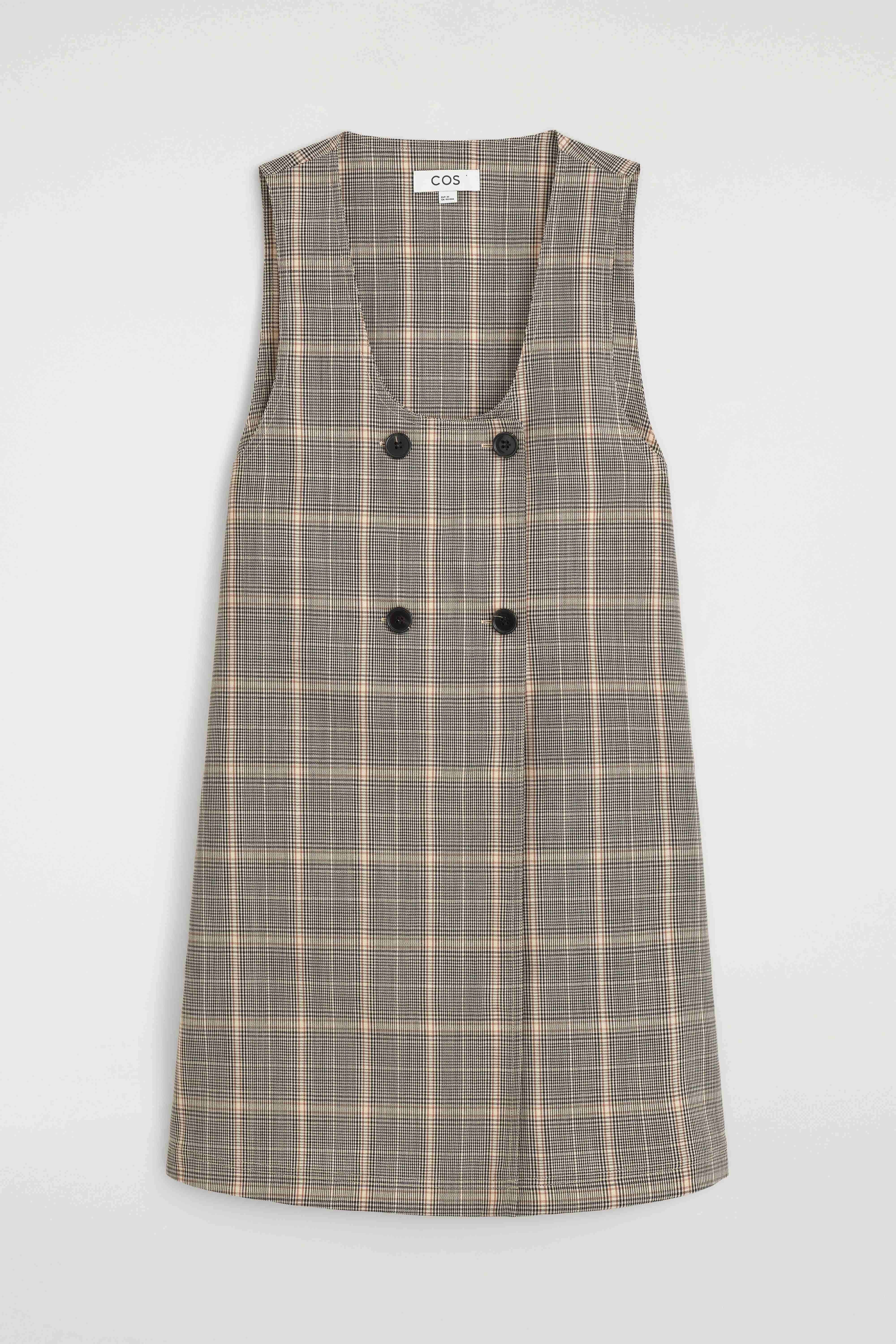 CHECKED WOOL MINI PINAFORE DRESS - 6