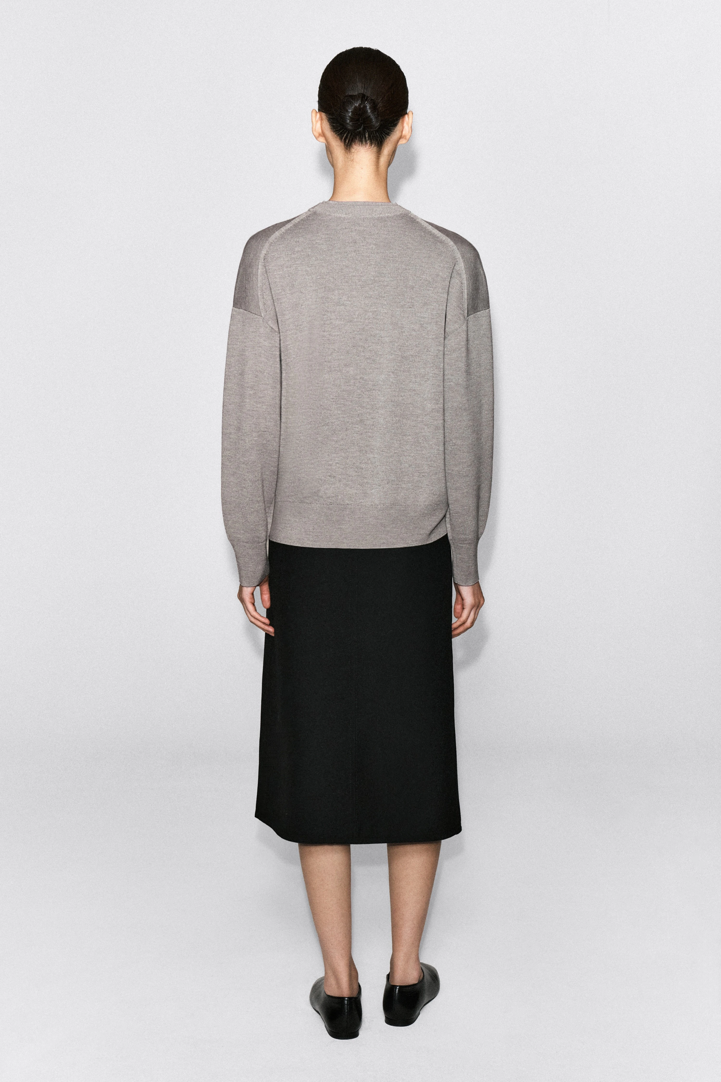 MERINO WOOL LAYERED CREW-NECK JUMPER - 2