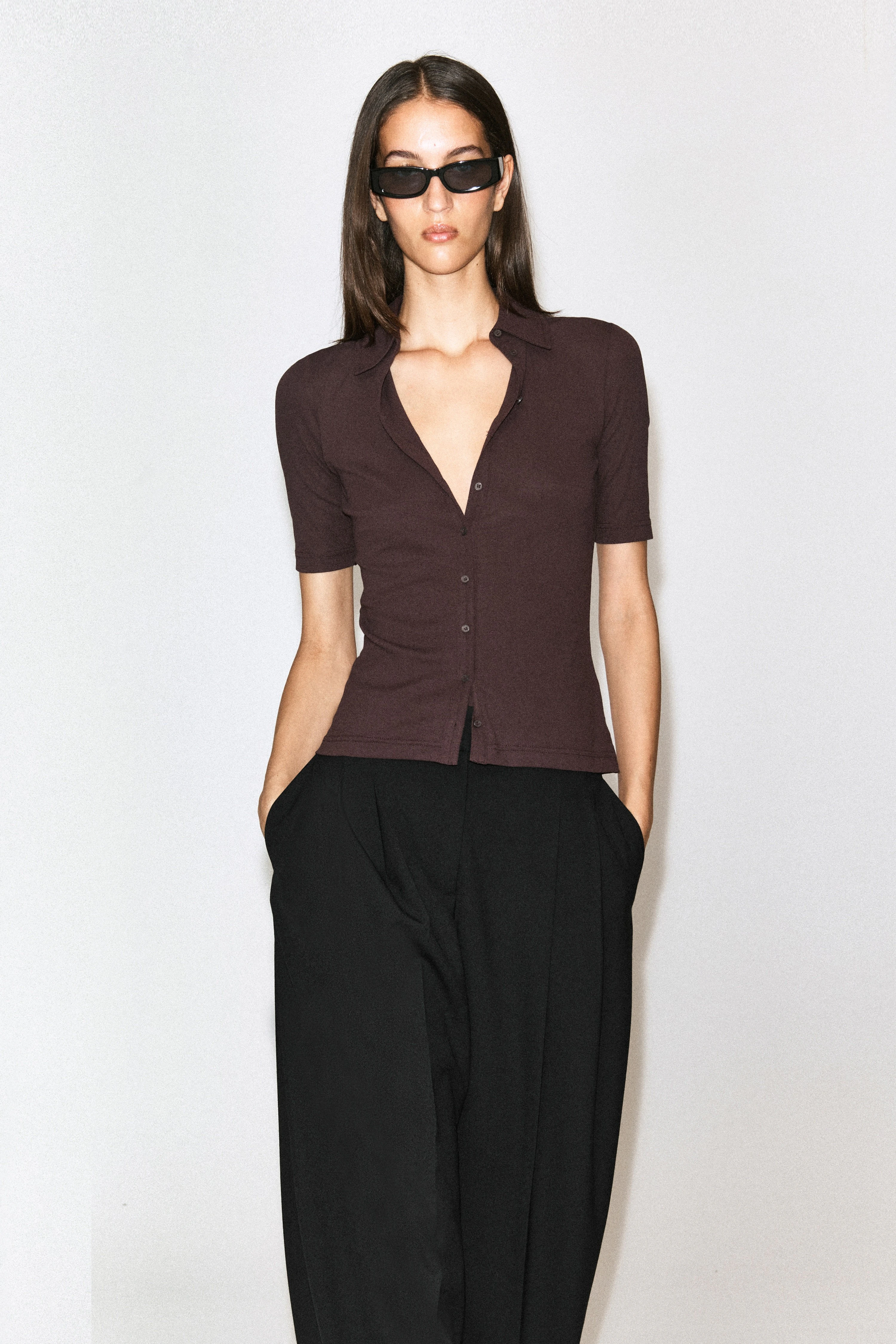 SCULPTED COTTON-JERSEY SHIRT - 1